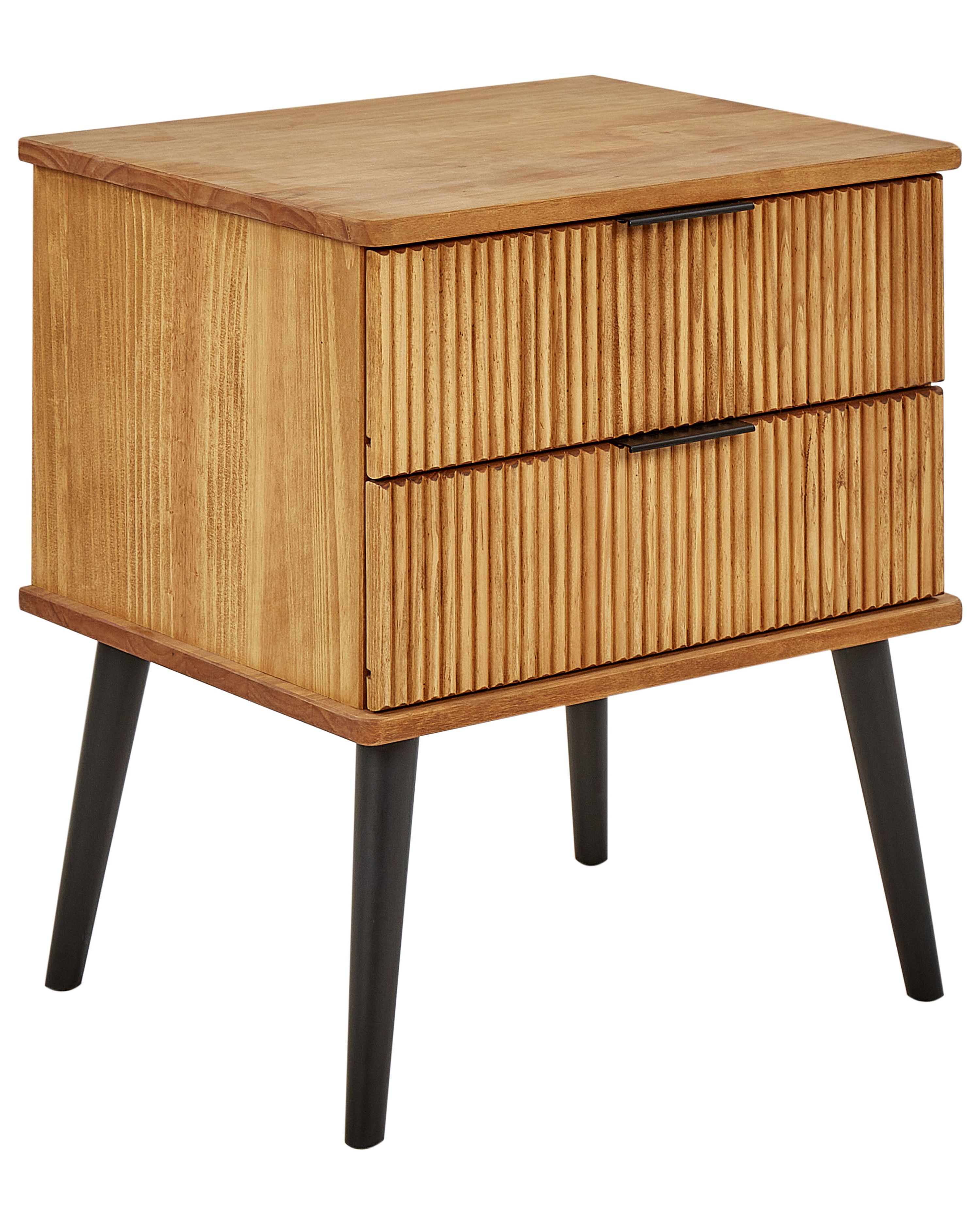 2 Drawer Bedside Table TIMMINS Pine Wood Brown