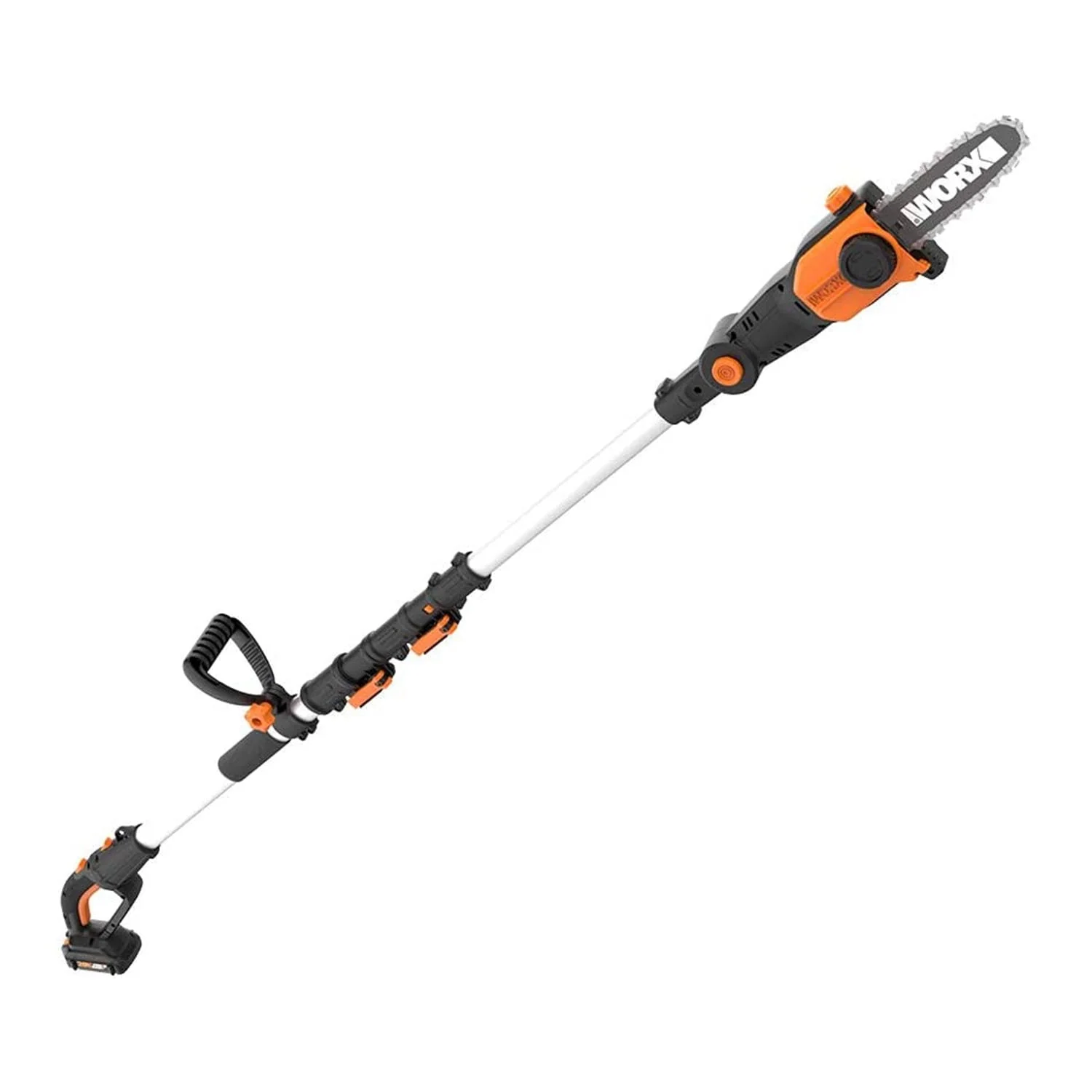 WORX WG349 2 in 1 Cordless 8 Inch Pole Saw w/ Auto Tension, Black and Orange