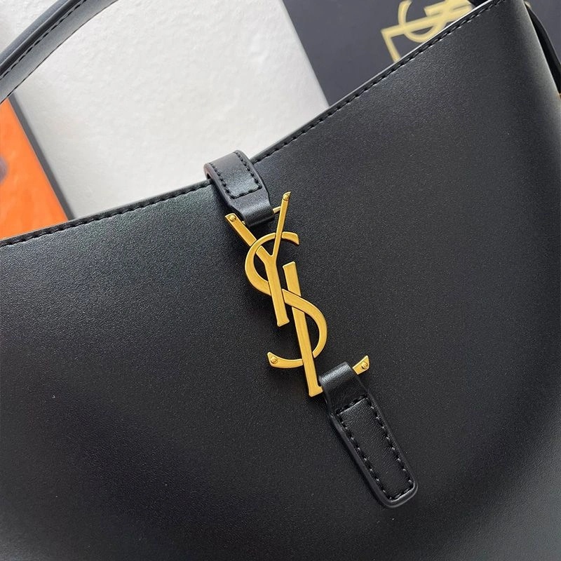 Saint Laurent Medium Le 37 Bucket Bag In Shiny Leather Black Gold - 1:1High-quality replica