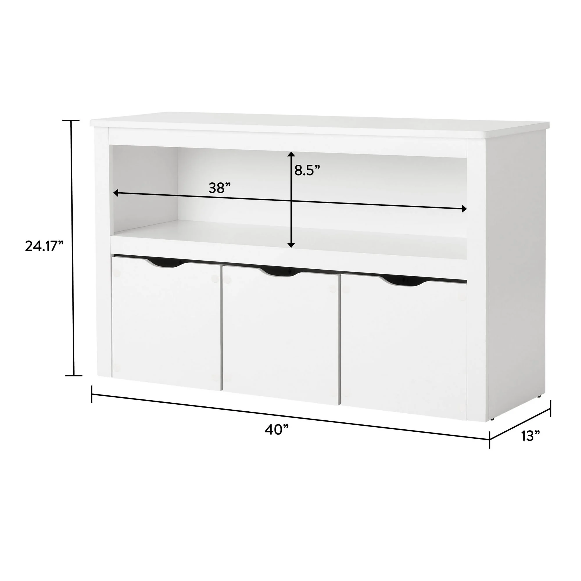 Your Zone Kids Toy Storage Cabinet with Three Rolling Bins, White Finish - Image 6