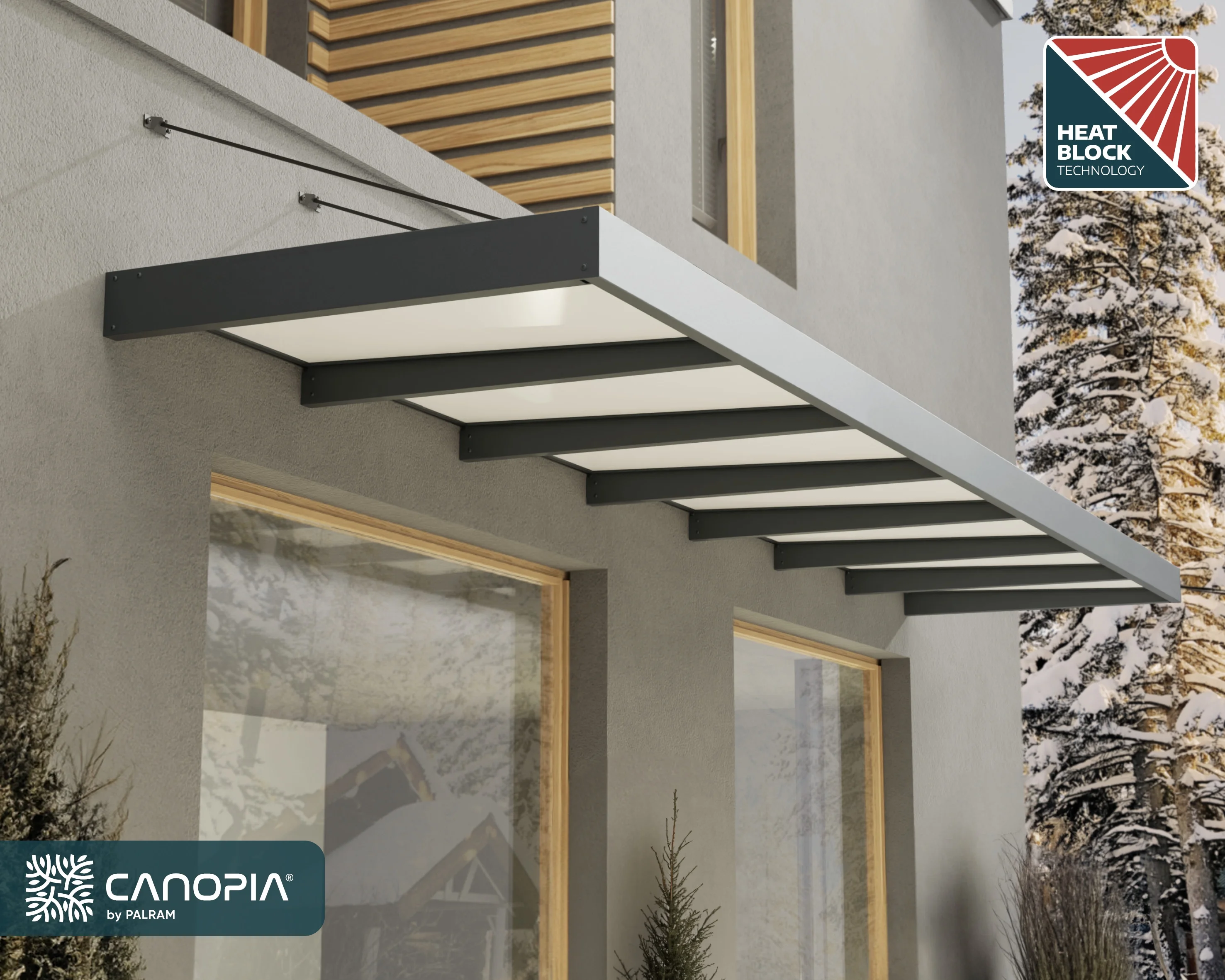 Palram - Canopia Sophia XL 2000 6' x 5' Acrylic Awning - Gray/Mist - Image 23
