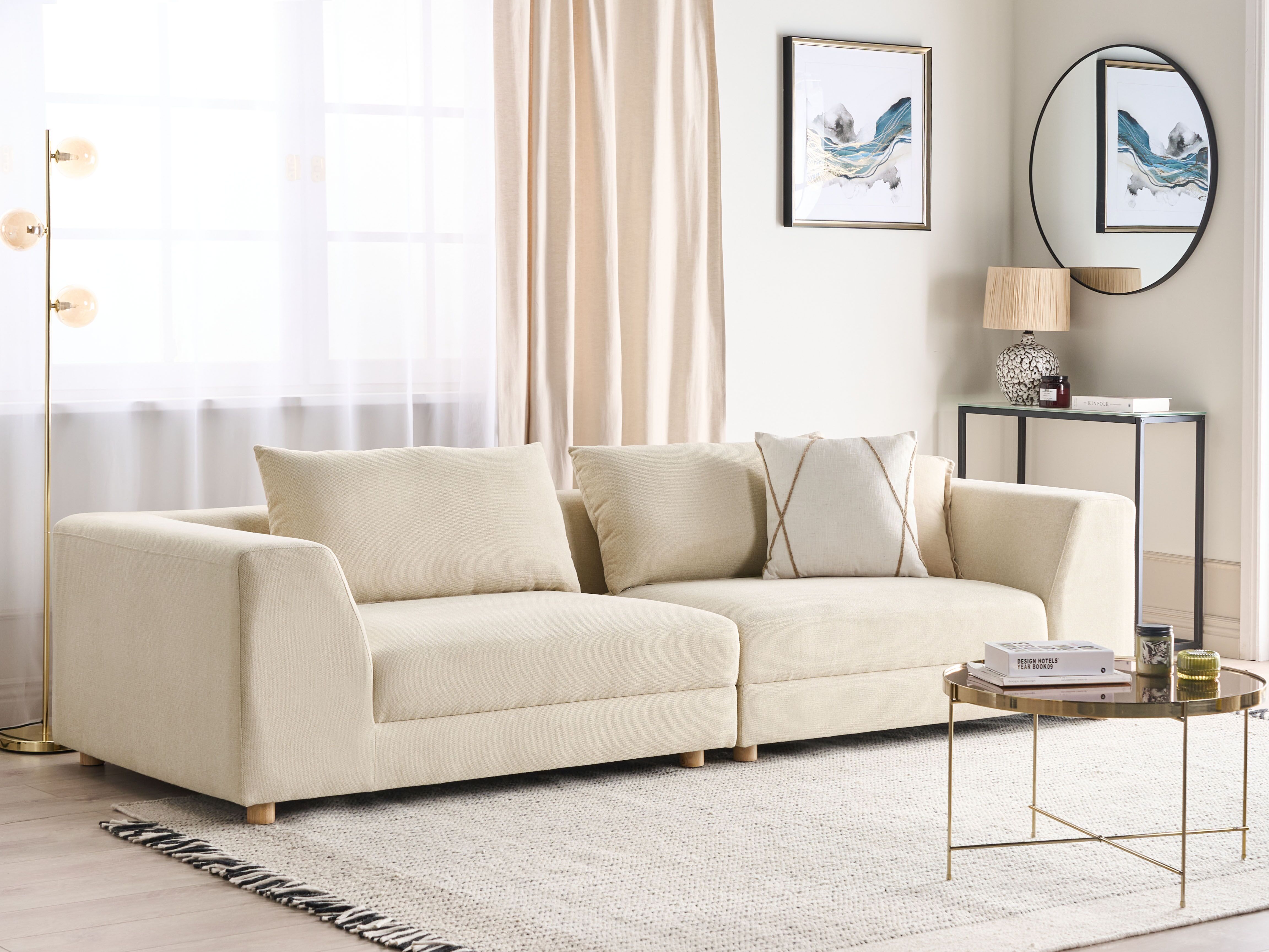 Sofa 3 Seater LERMON Fabric Beige
