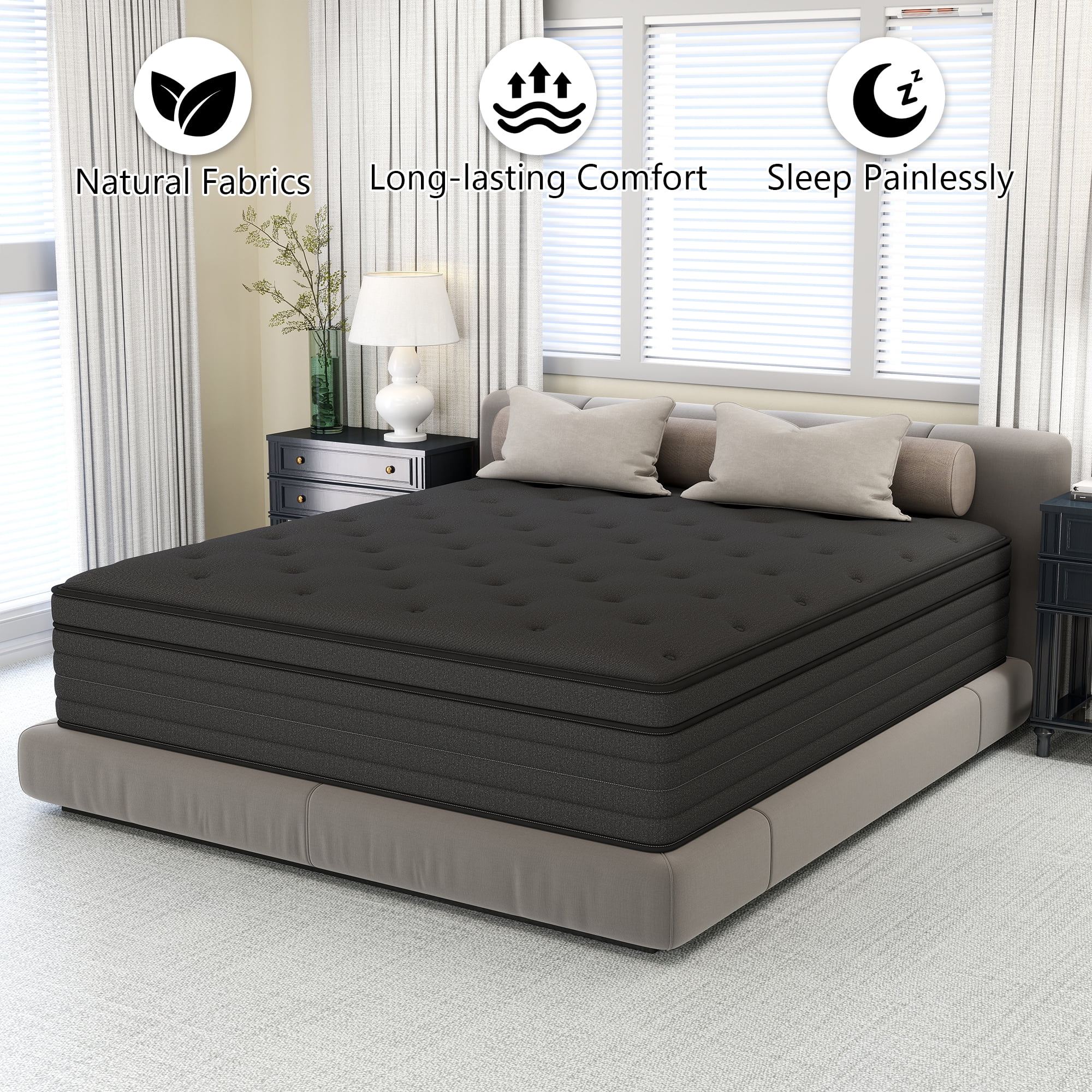 12 inch King Mattress,Hybrid Mattresses Medium Firm in a Box - Image 2