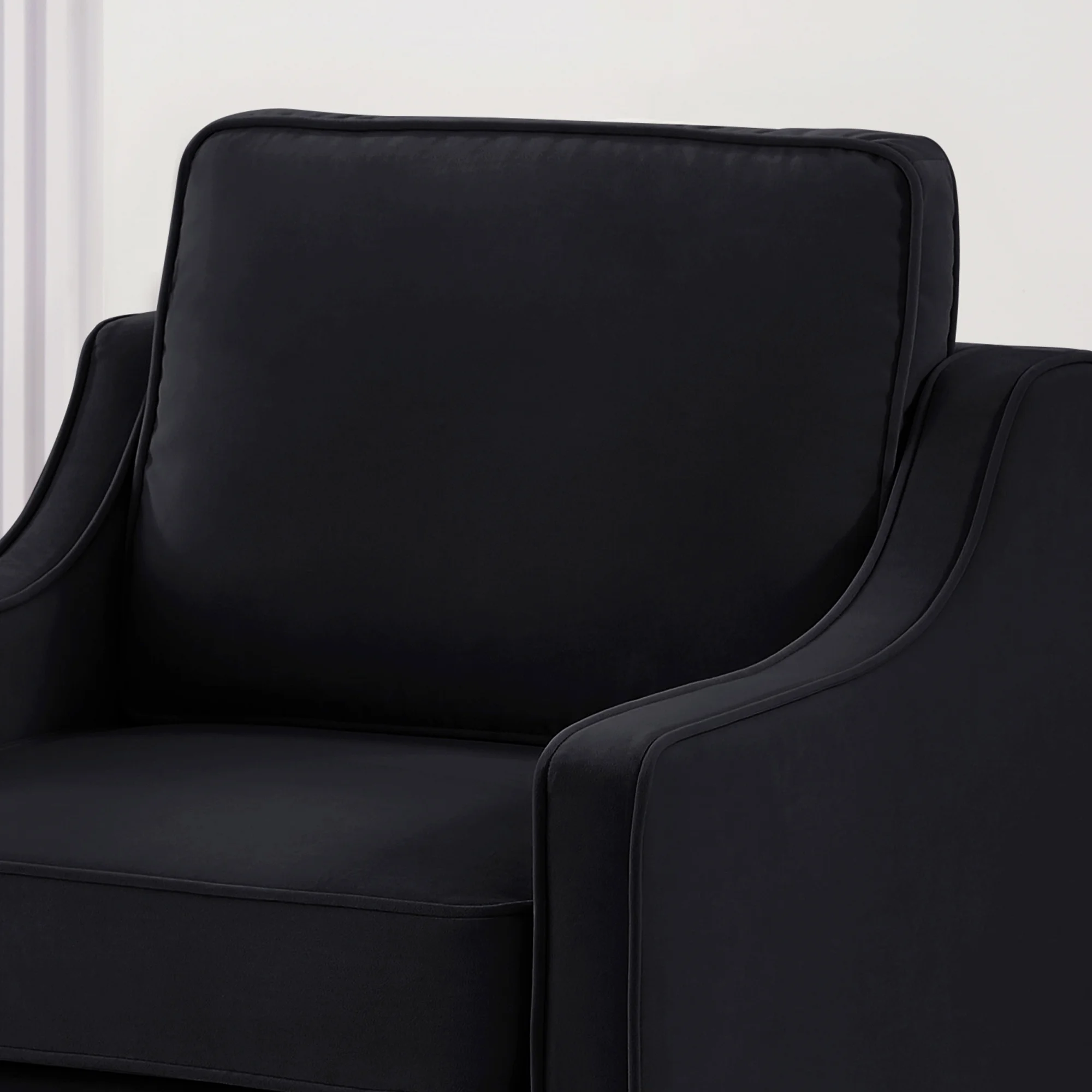 Living Room Sofas Modern 3 Person seat Sofa Couch with Scooped Armrest/Wood legs,Upholstered Velvet 3-seat Sofa with Removable Cushions for Livingroom Bedroom,Black,Comfortable Sofas - Image 8
