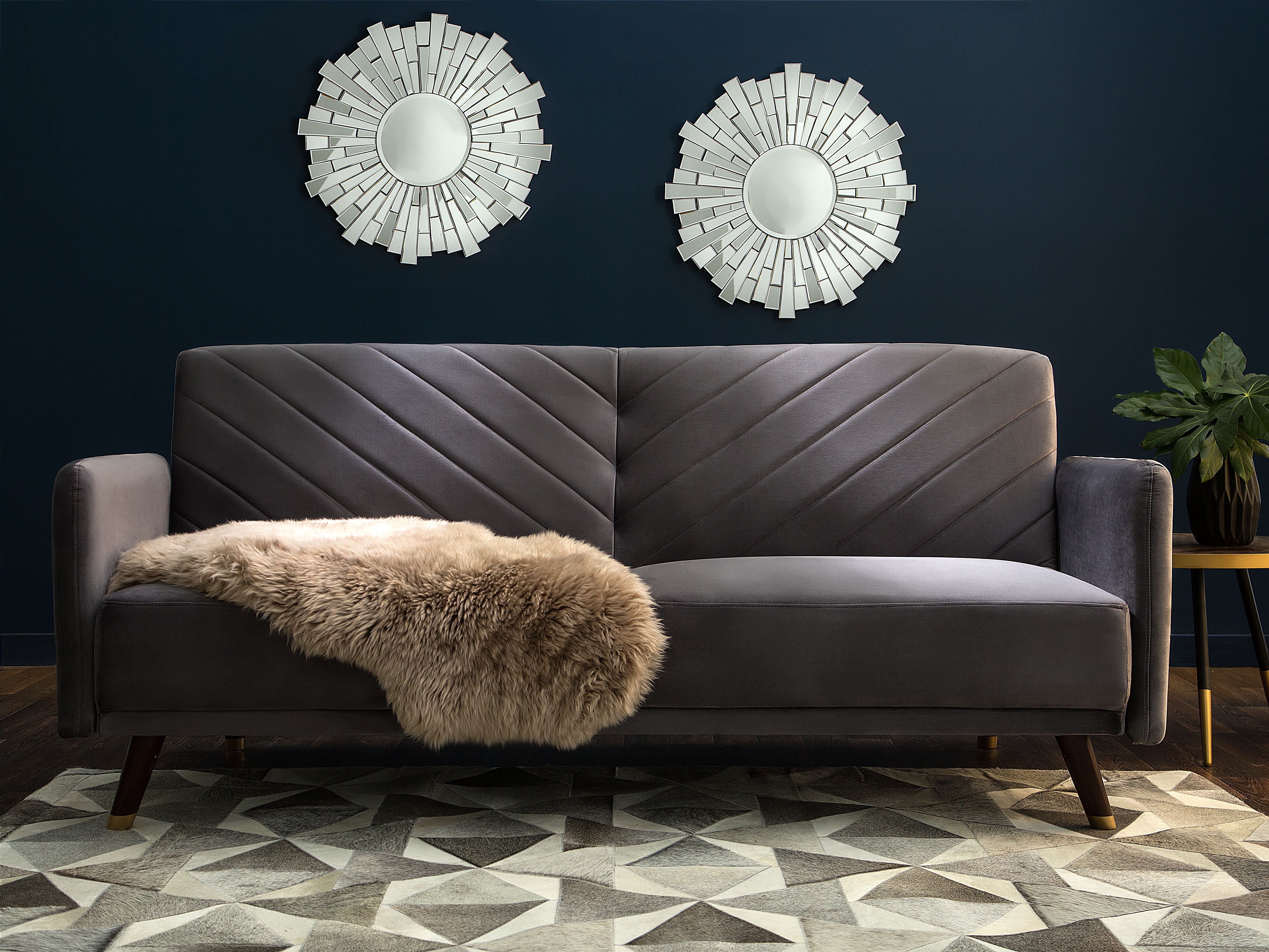 Sofa Bed 3 Seater SENJA Velvet Grey