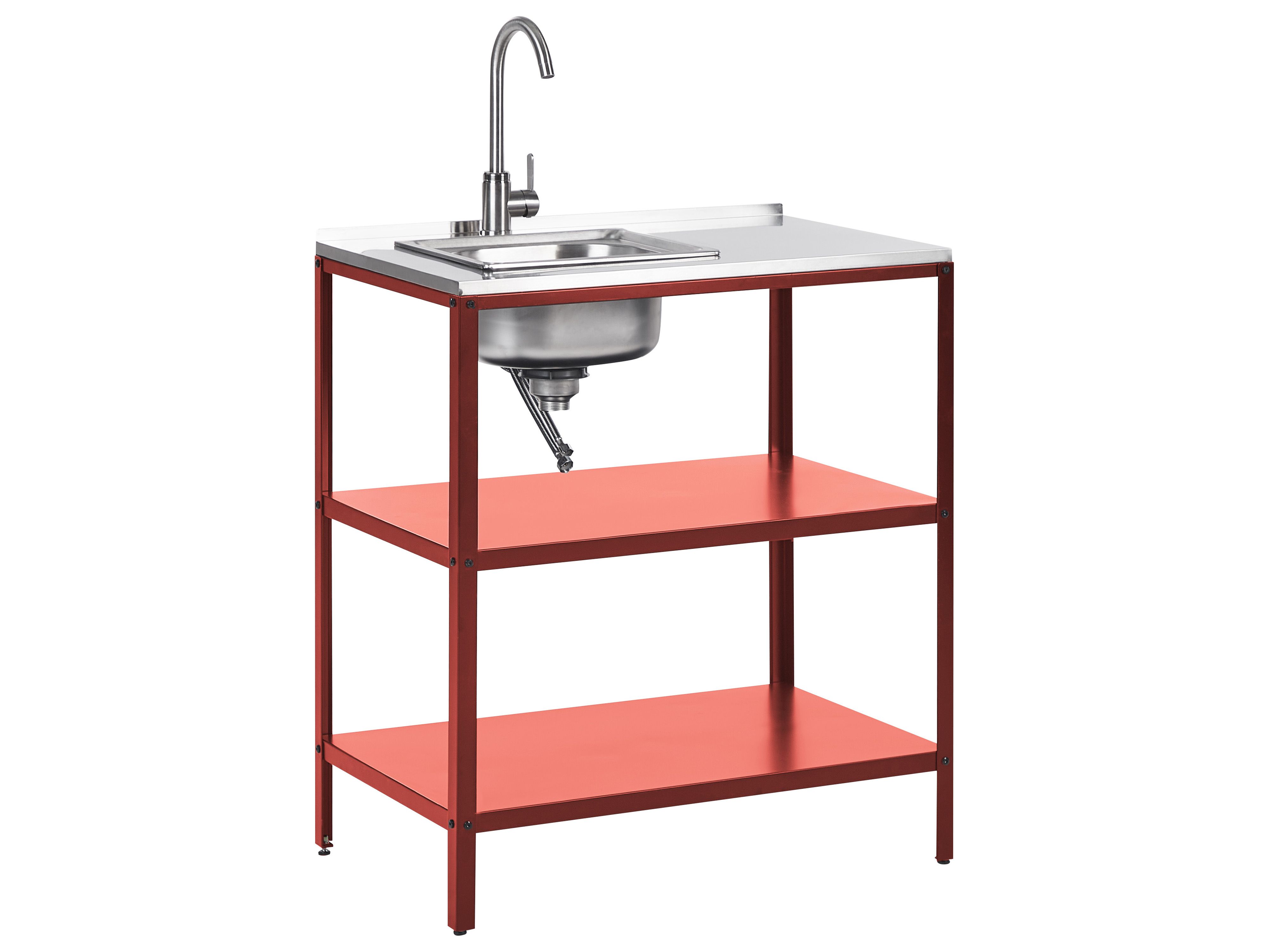 Outdoor Kitchen Island with Sink VILAMA Metal Red