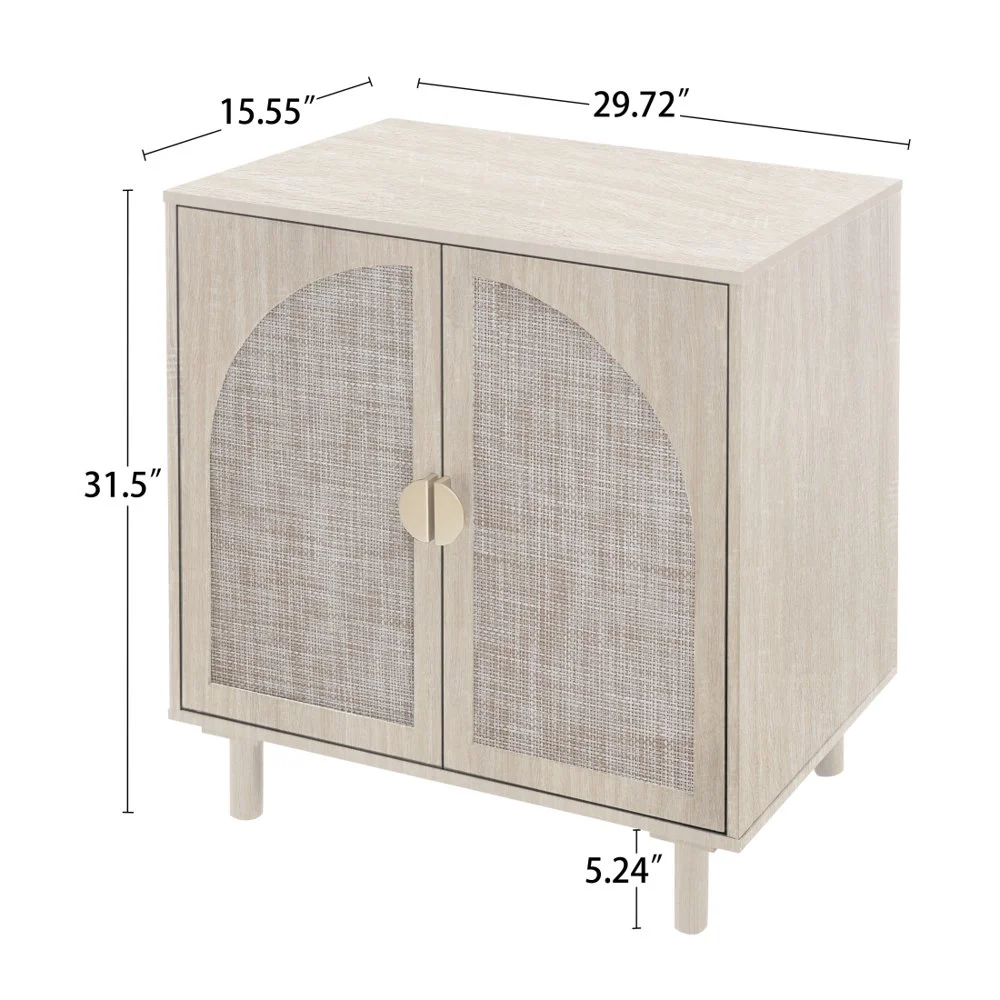 Tcbosik Rattan Storage Cabinet, Boho Sideboard Buffet Cabinet, Accent Cabinet with 2 Doors and Adjustable Shelves, Living Room, Kitchen, Dining Room, Hallyway, Black - Image 11
