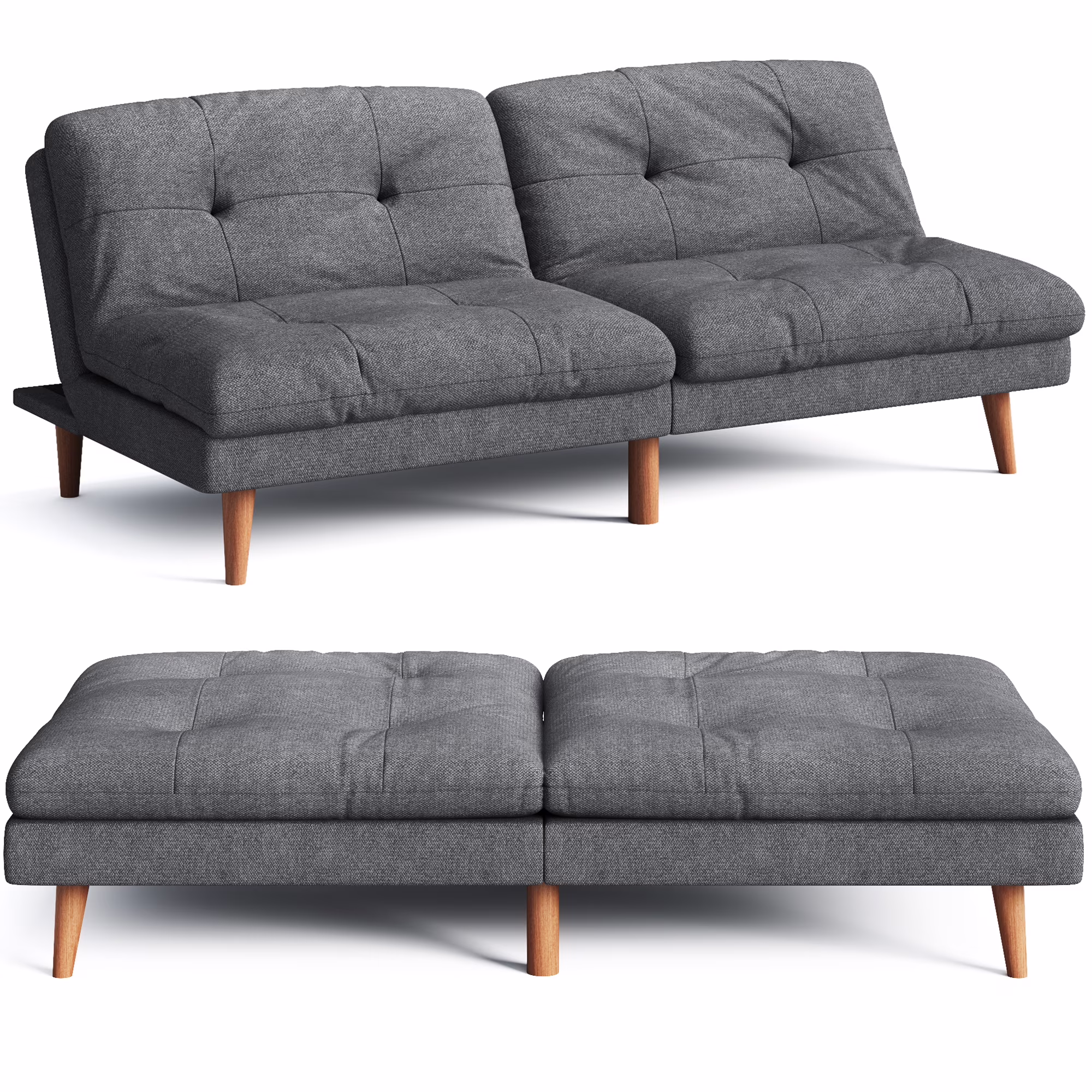 Homall Futon sofa, Two Seat Adjustable Sofa, Corduroy Fabric, Upholstered Sofa, Sofa Changeable into Bed, Leisure Reading and Games, Green - Image 5