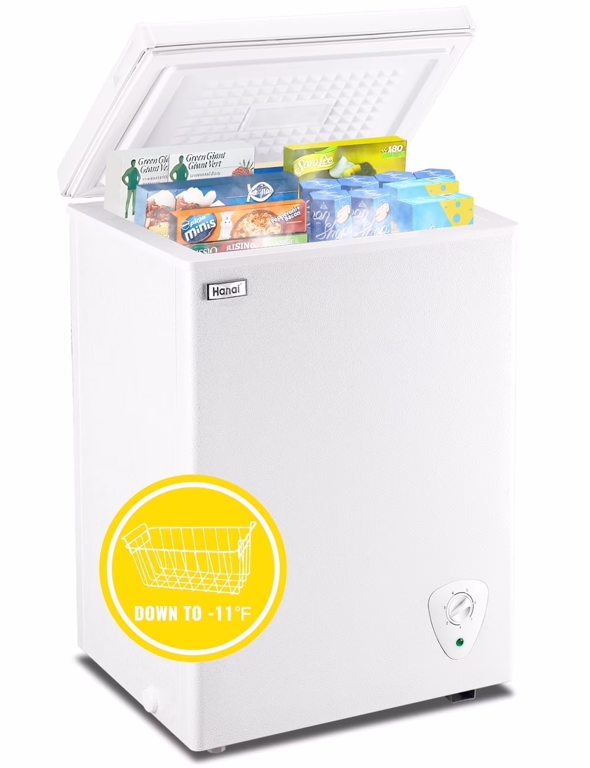 WANAI 3.5 Cu.ft Chest Freezer Small Deep Freeze with 7 Gears Temp Control Office Dorm Kitchen White