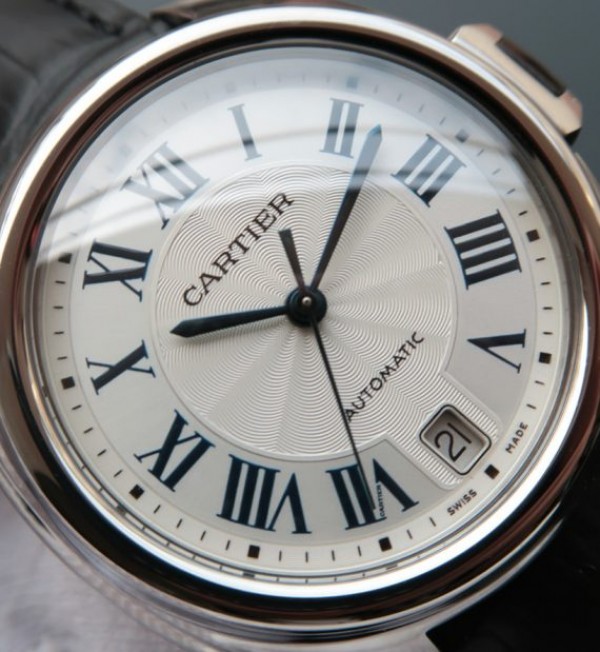 Replica Cartier Cle de Cartier SS White Textured Dial Leather Strap MIYOTA9015 - Top club