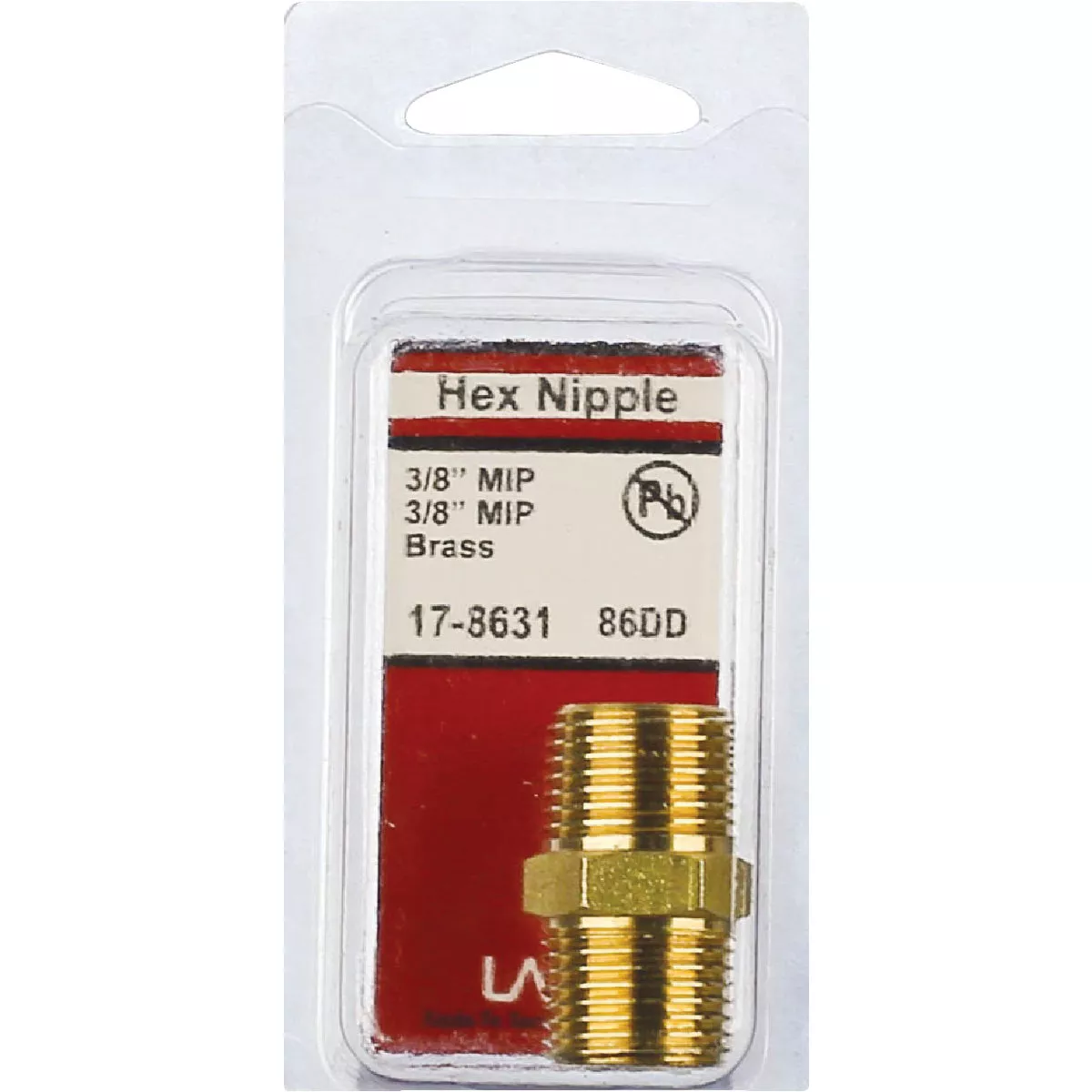 Lasco 3/8 In. MPT x 3/8 In. MPT Brass Hex Nipple