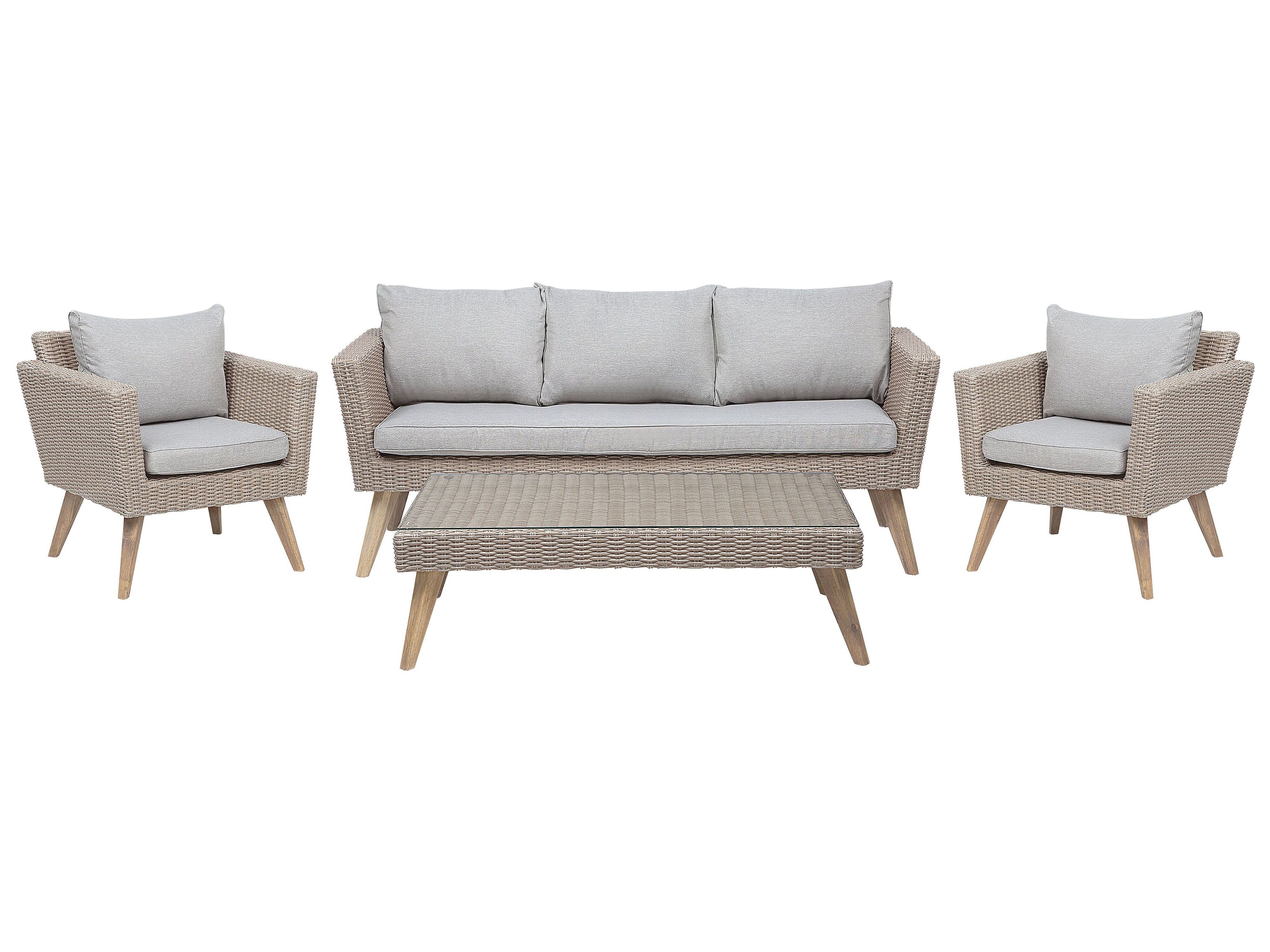 Garden Lounge Set with Table 5 Seater VITTORIA PE Rattan Grey