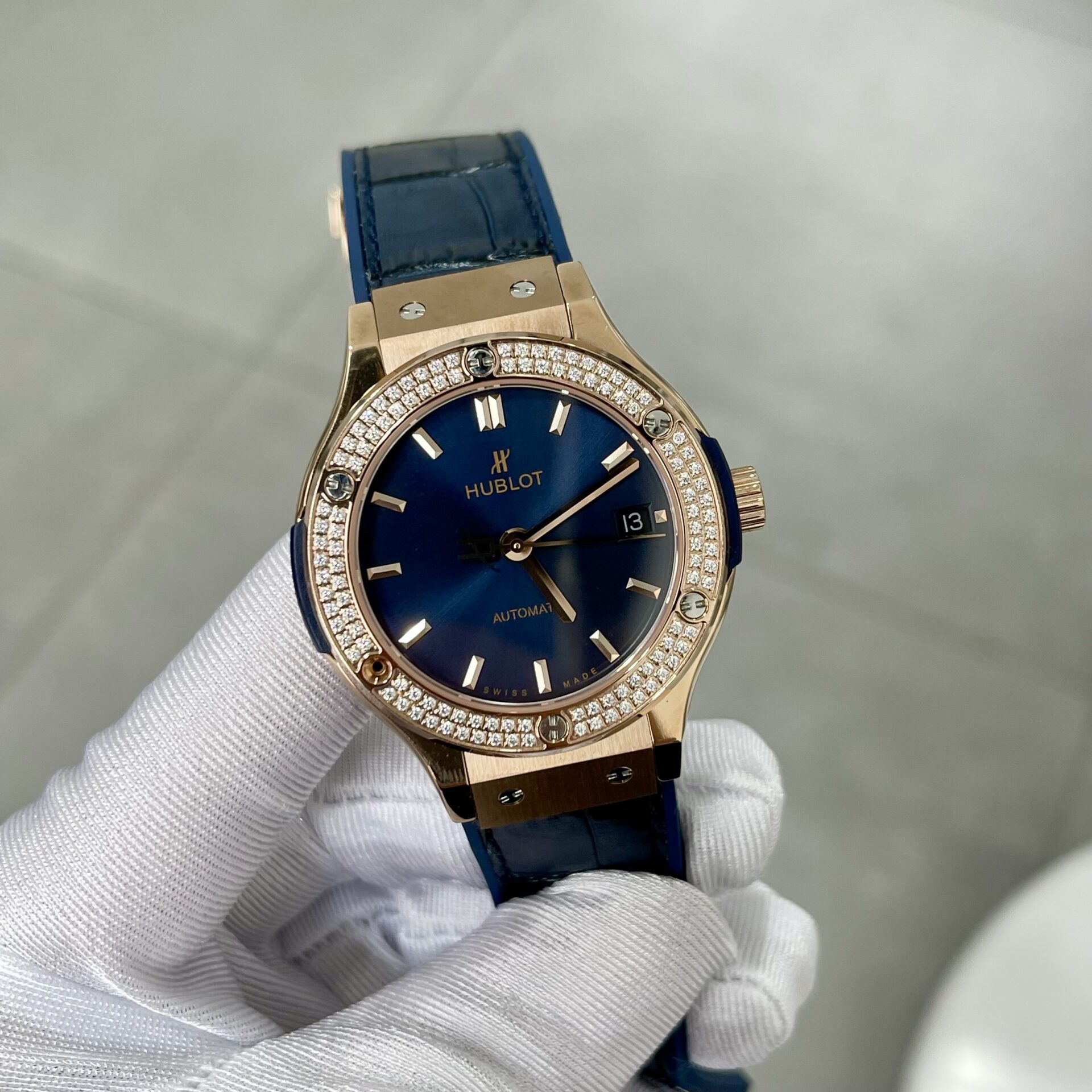 Hublot Classic Fusion Blue With Diamond Bezel Replica Watch HB Factory 38mm - Top club