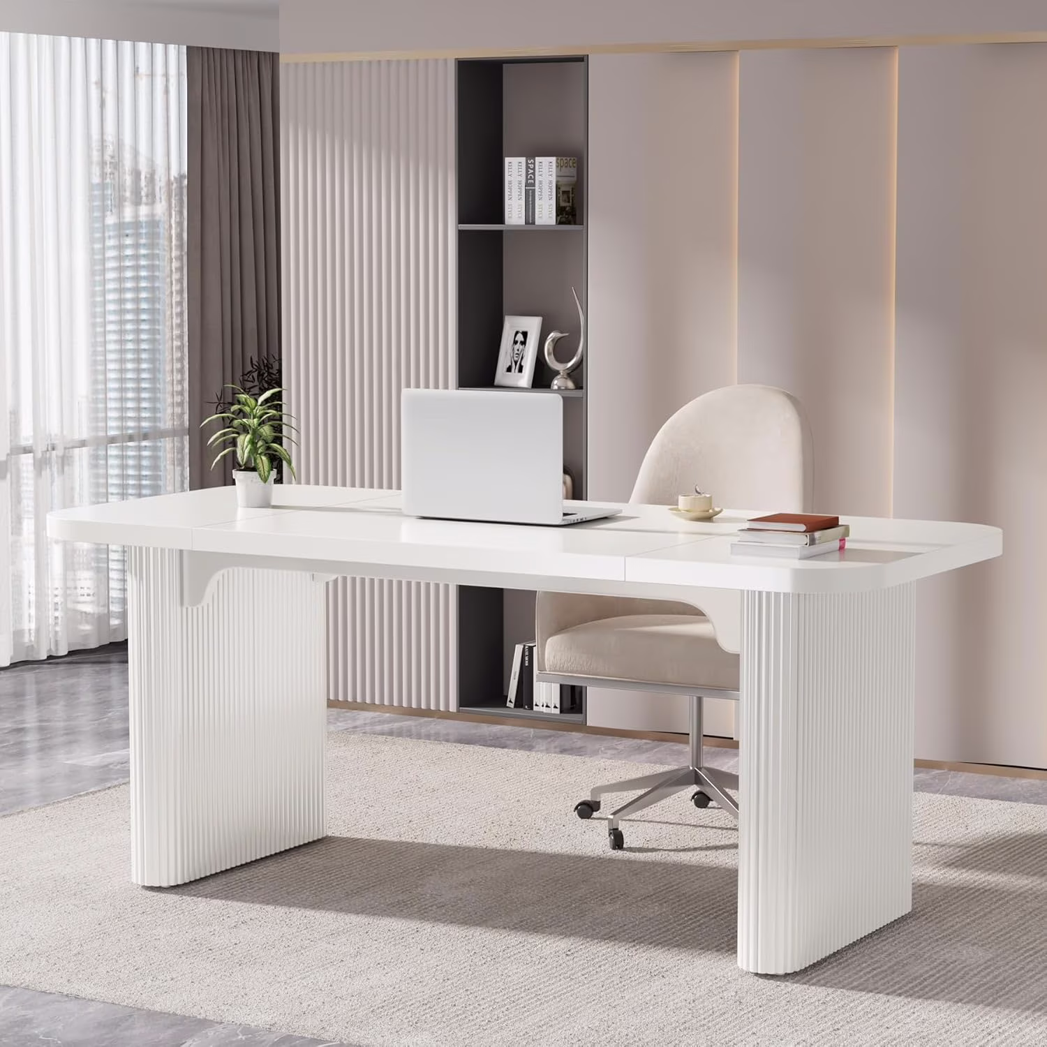 Tribesigns 63'' Computer Desk, Simple Rectangular Writing Table for Home Office Study Room Bedroom - Image 5