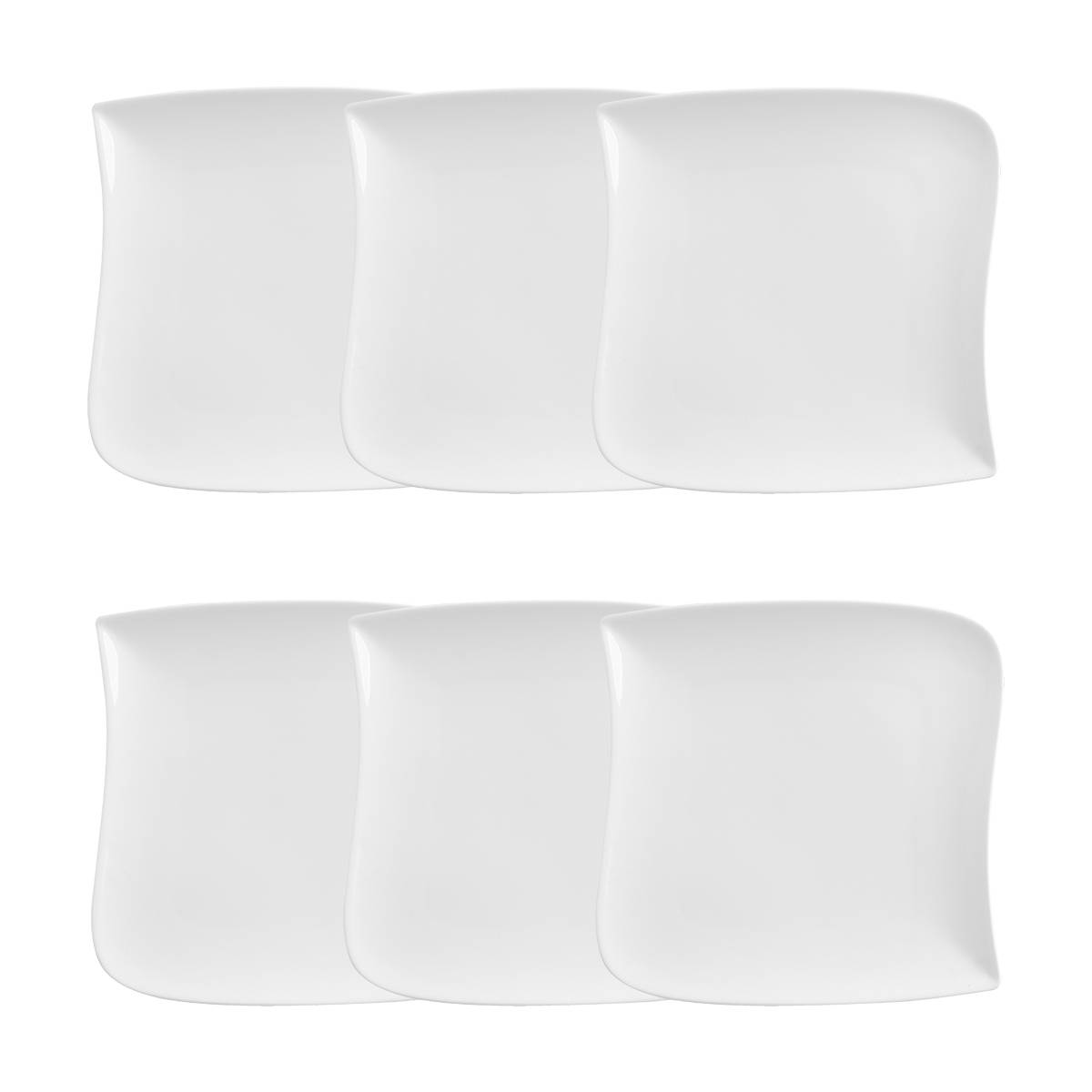 Set of 6 Dinner Plates "Vague" 25.5x25.2 cm, White