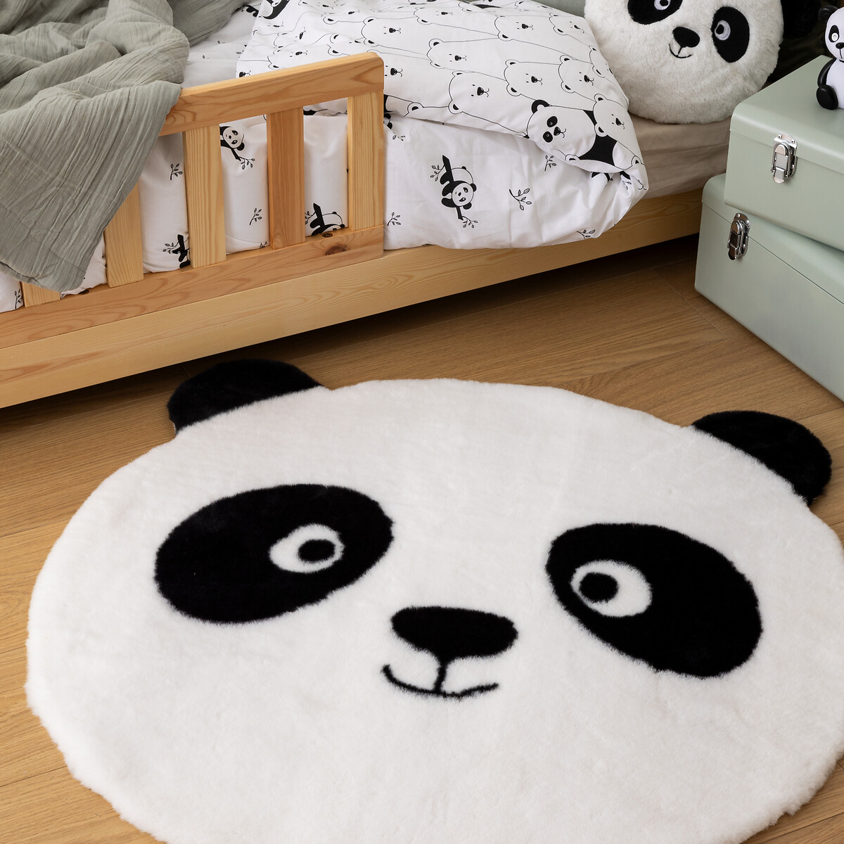 Children's panda rug "Andy" Black & White, D. 100 cm