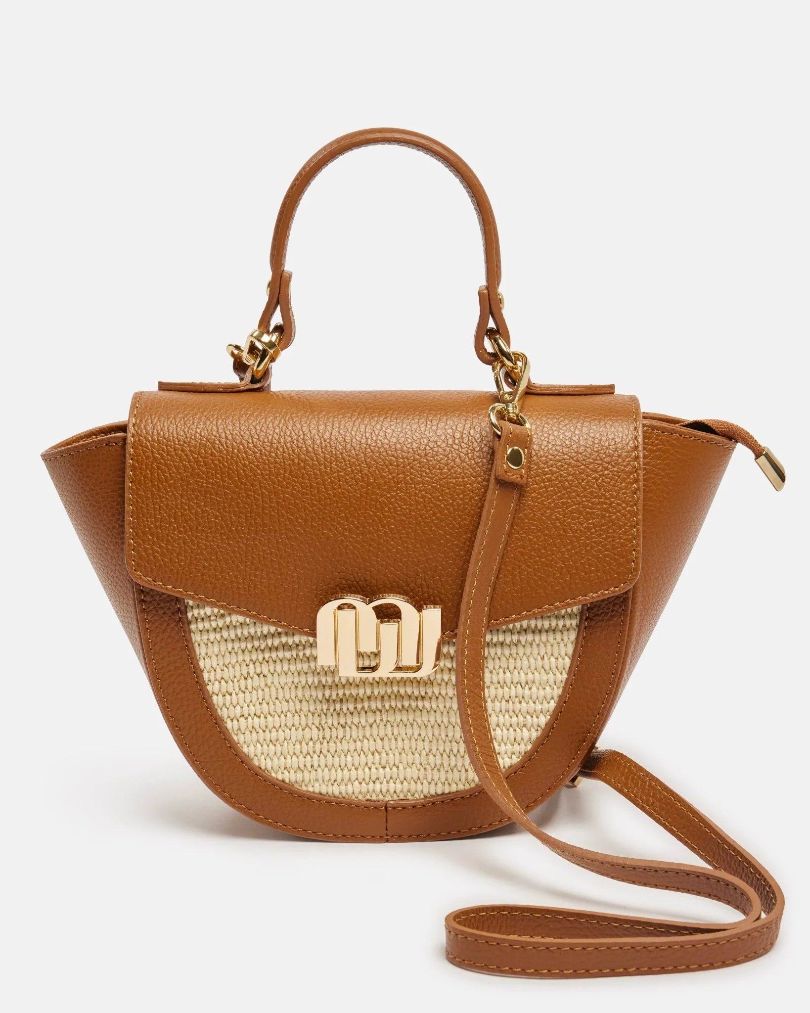 SAC AVOIA/BI - En cuir bi colore cognac