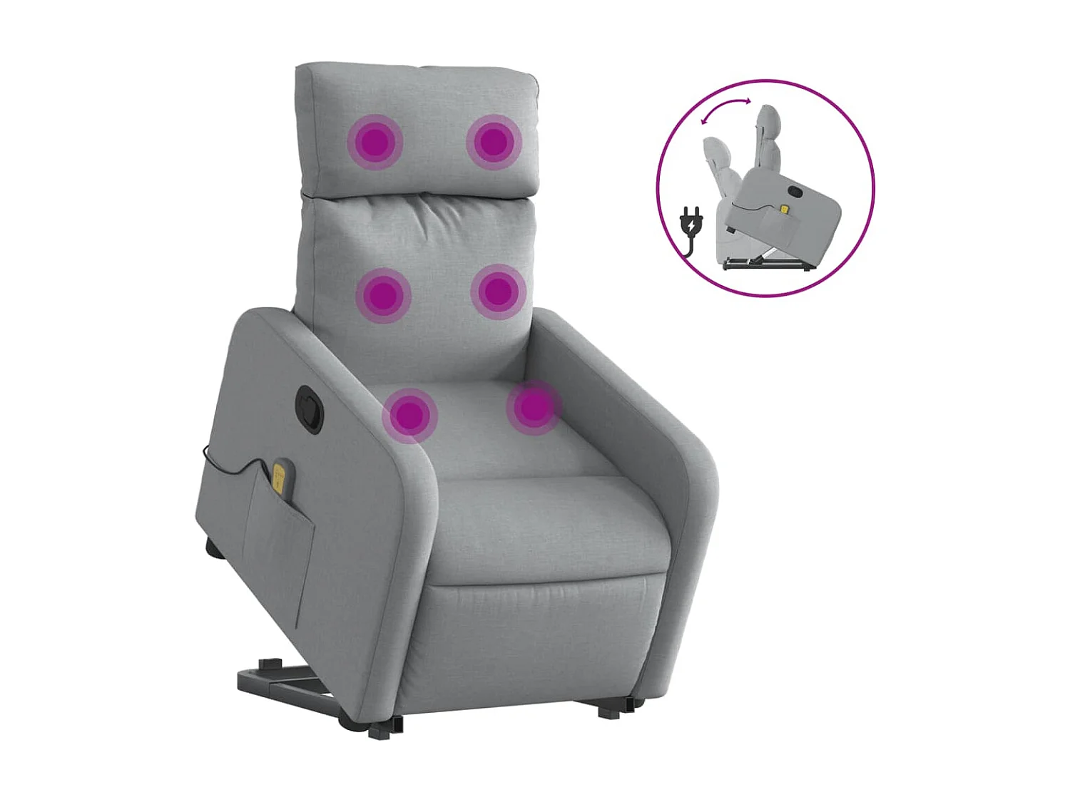 Fauteuil inclinable-Chaise de relax-Fauteuil de Massage Gris clair Tissu SHL5198