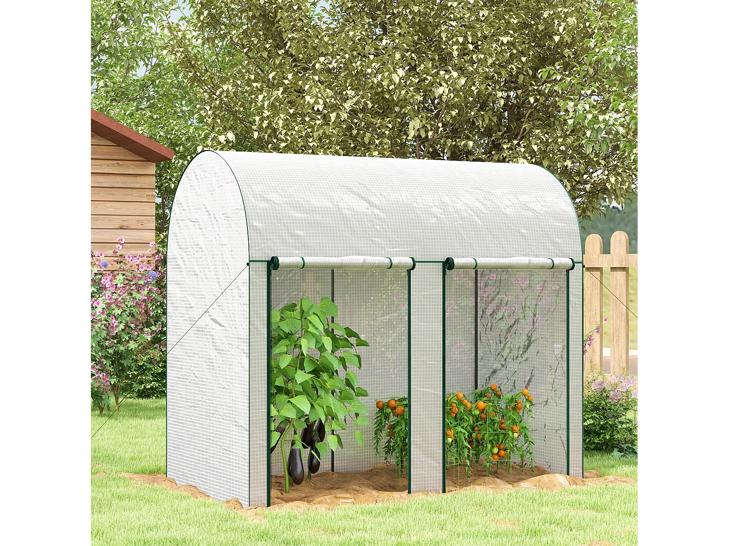 Serre de jardin 2 m² serre à tomates 2 portes acier PE blanc