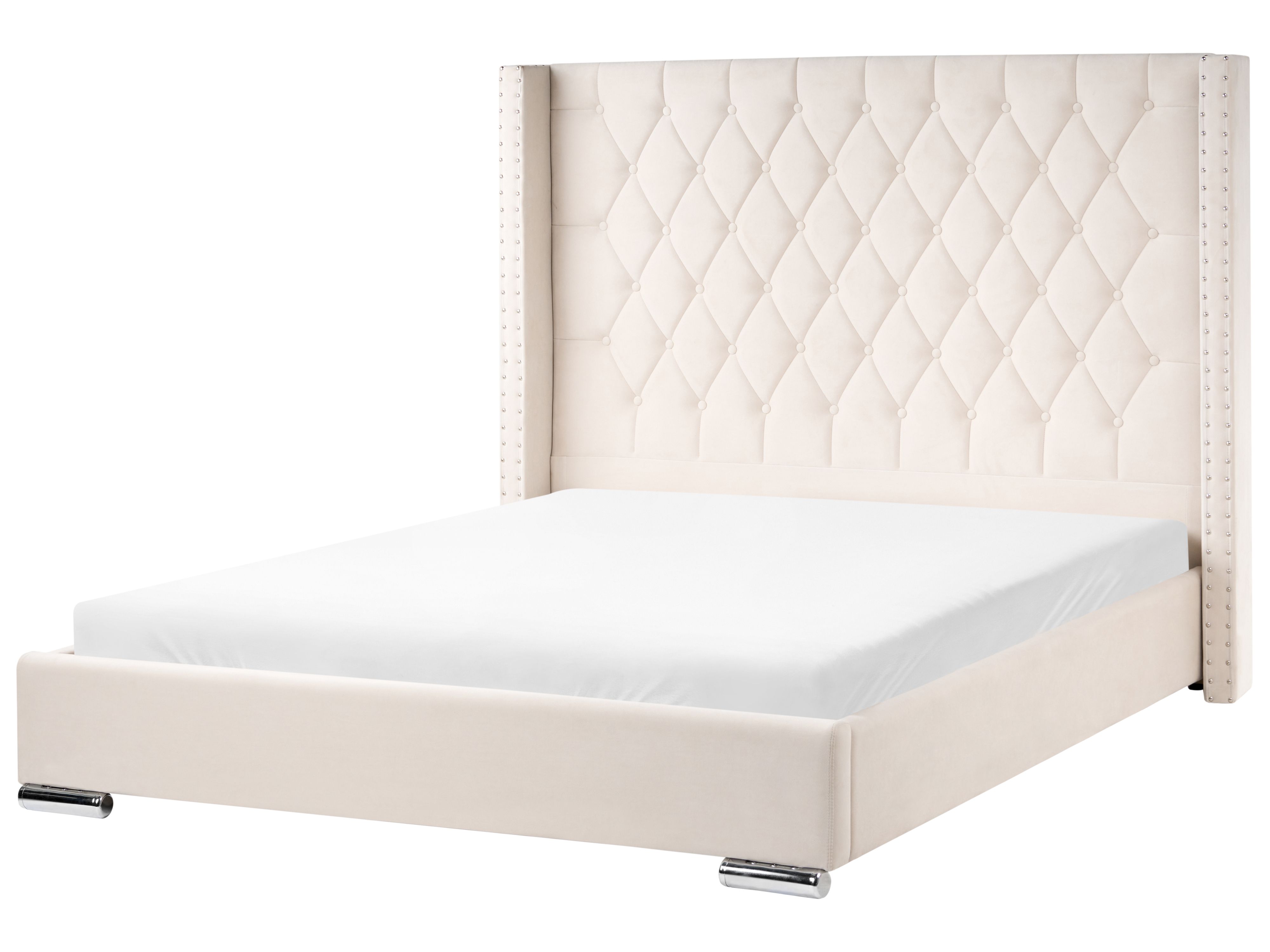 Bed Velvet LUBBON 160 x 200 cm (EU King Size) Off-White
