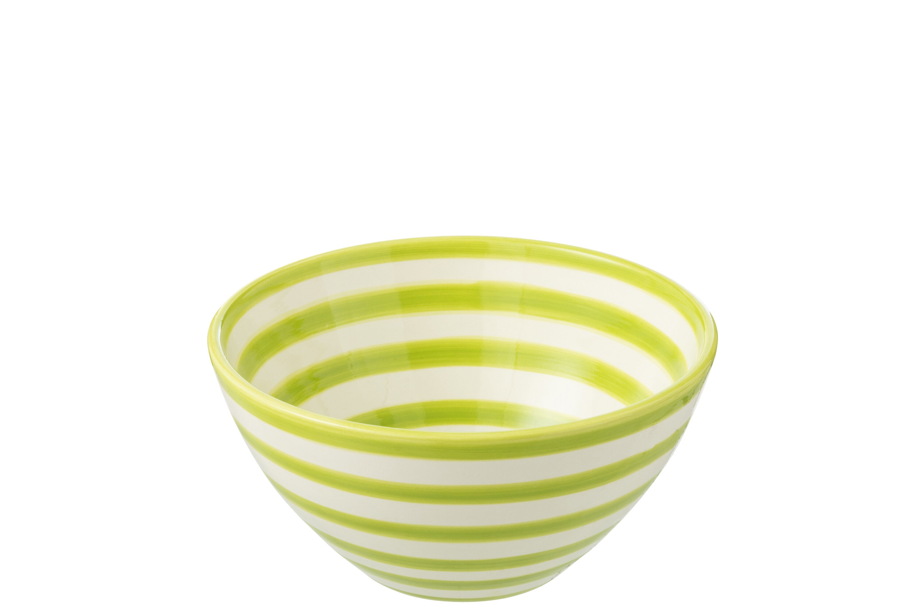 J-Line kom Granada Stripes High - keramiek - wit groen - med