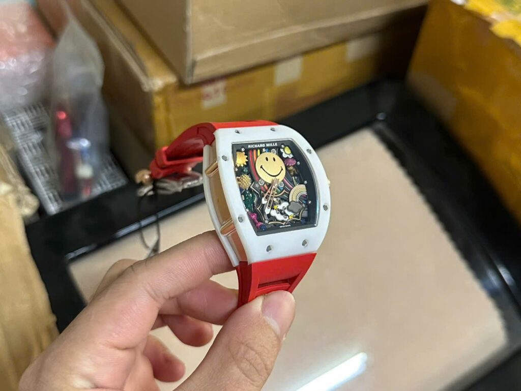 Richard Mille Replica 1:1 Watch RM88 Smiley Red Rubber Strap 42mm - Elite Watch Atelier