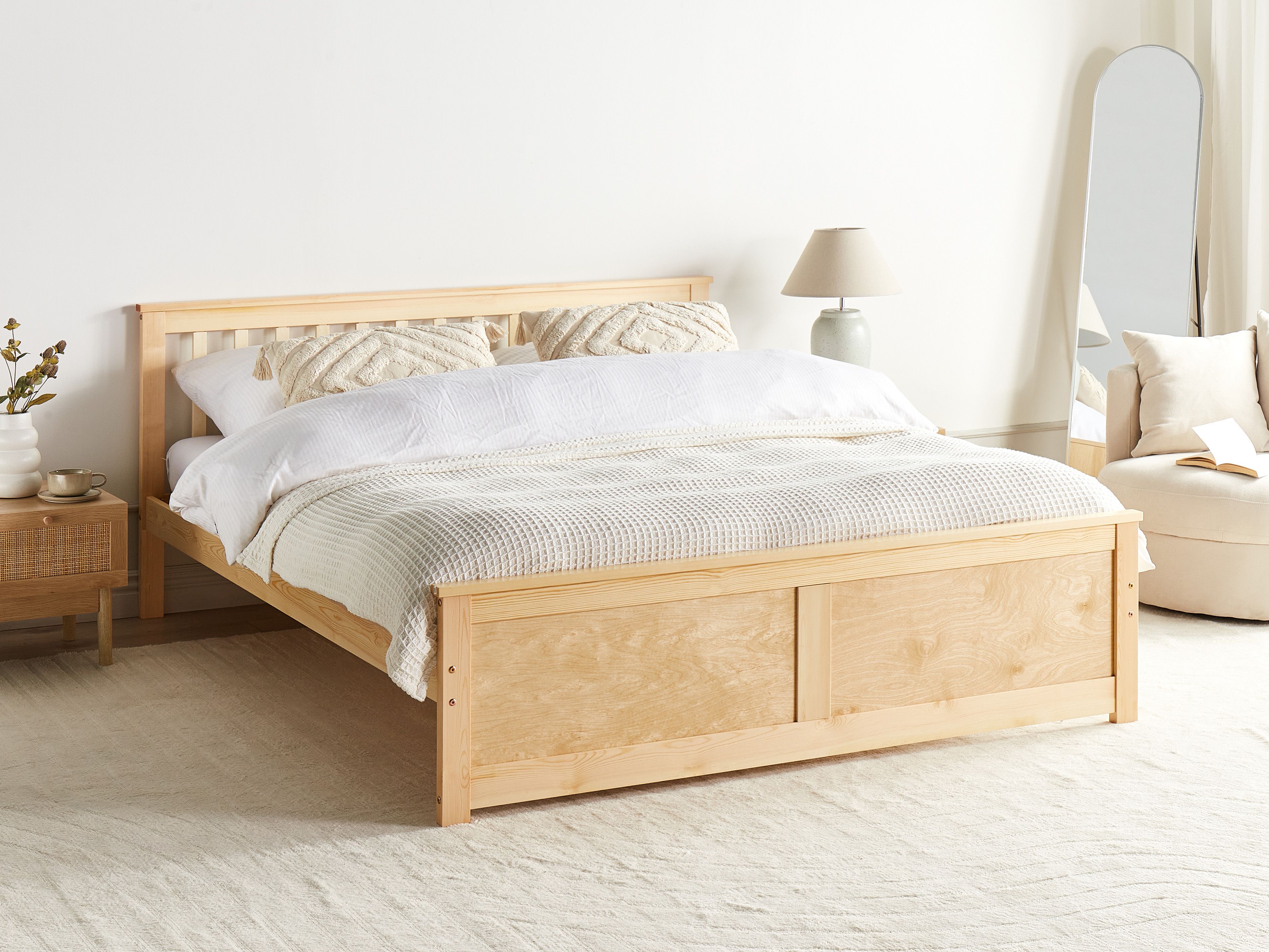 Bed Pine Wood OLENDON 180 x 200 cm (EU Super King) Light Brown