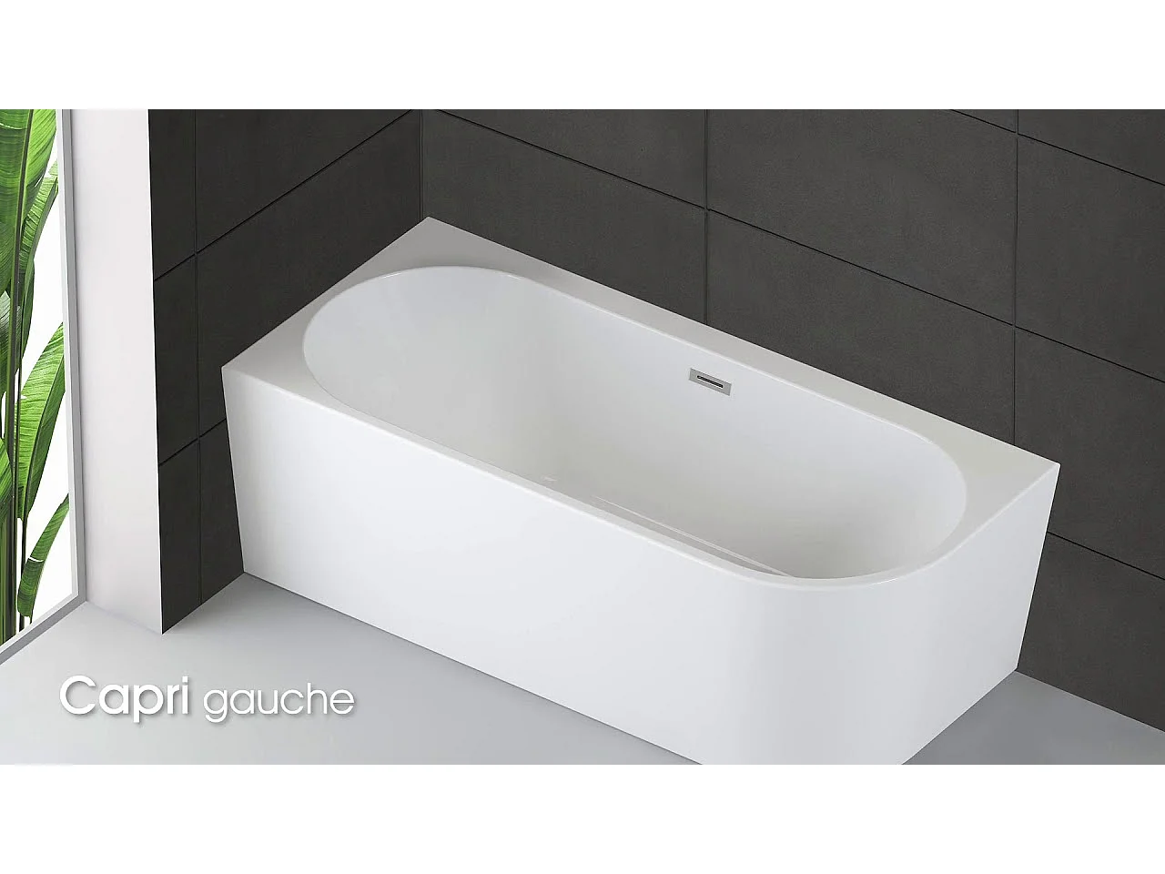 Baignoire Ilot Capri 180 gauche blanche 180 x81 x58 cm, by SPALINA