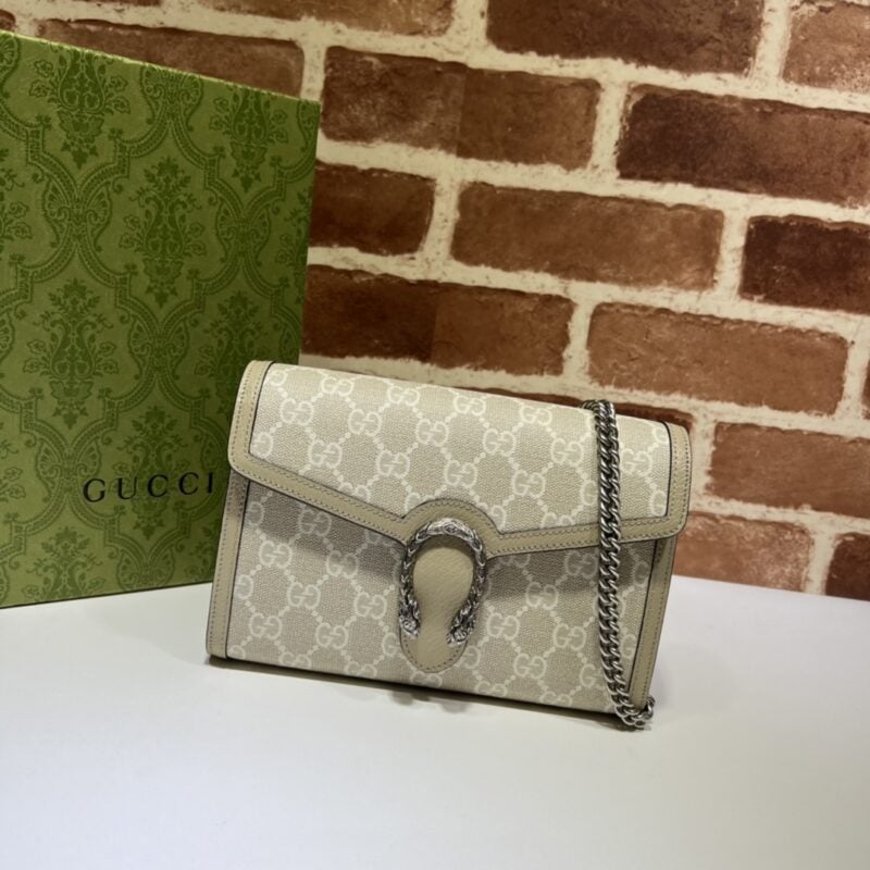 Gucci Dionysus GG Chain Wallet Denim Beige | Euphoria Oasis