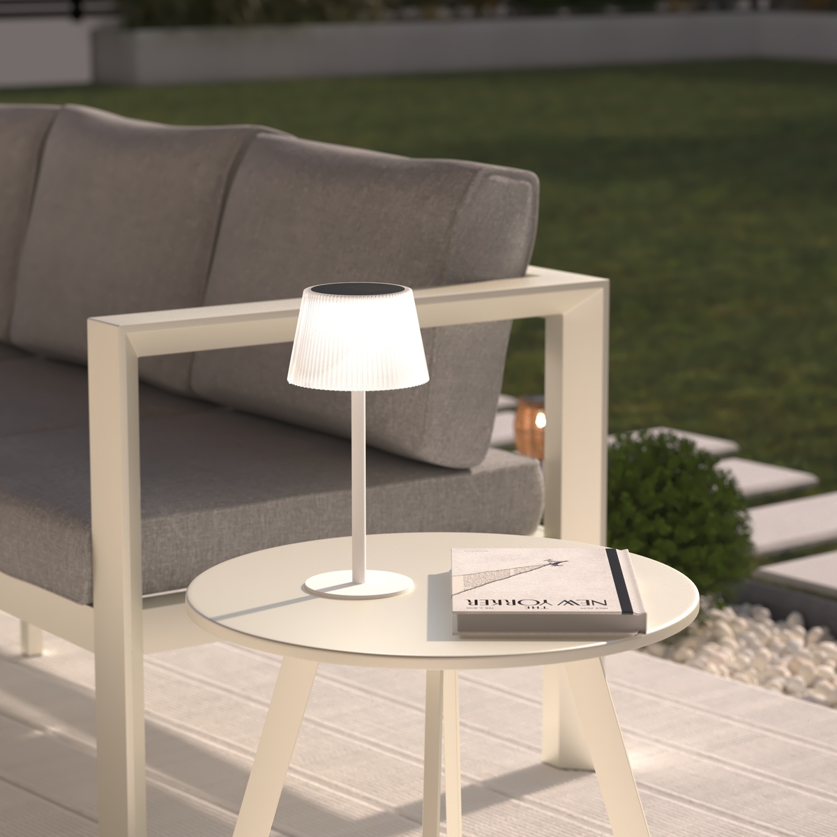 Solar and USB outdoor lamp "Katy" White, H. 30 cm