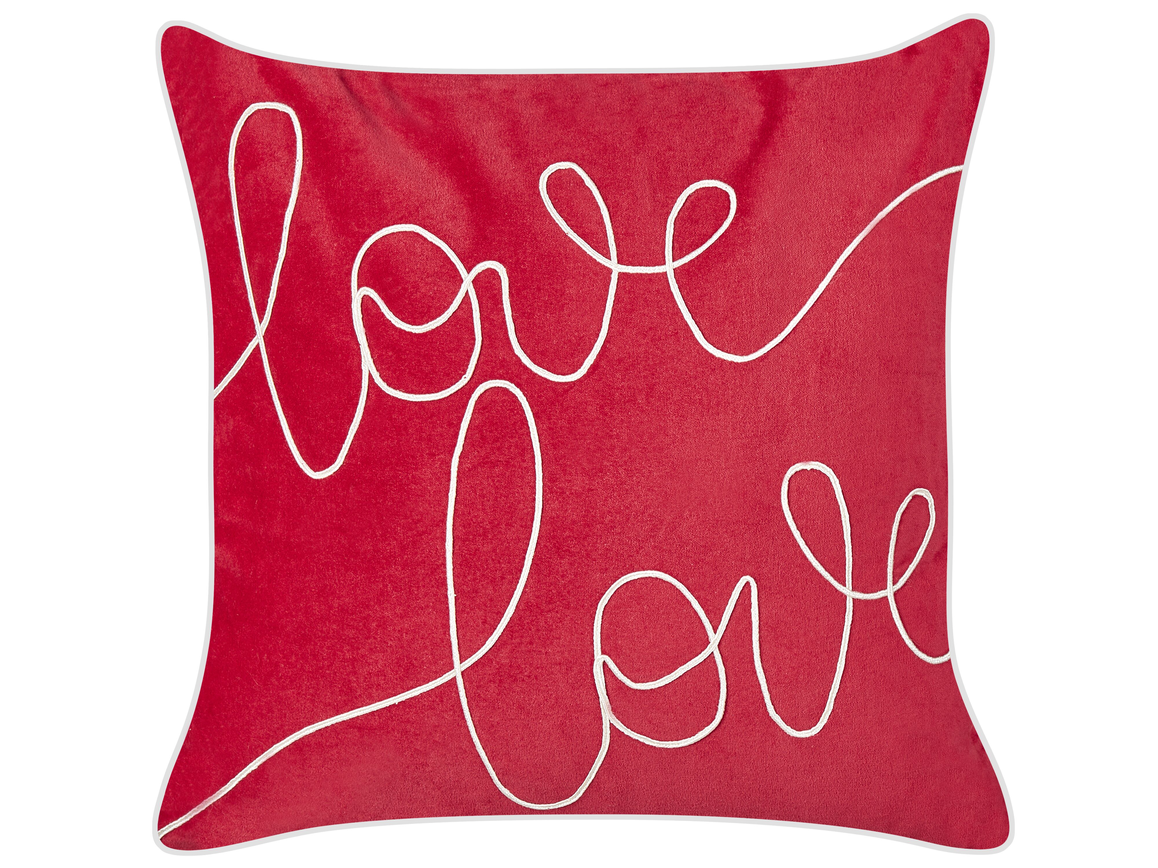 Throw Cushion SIDERASIS Velvet 45 x 45 cm Red Text