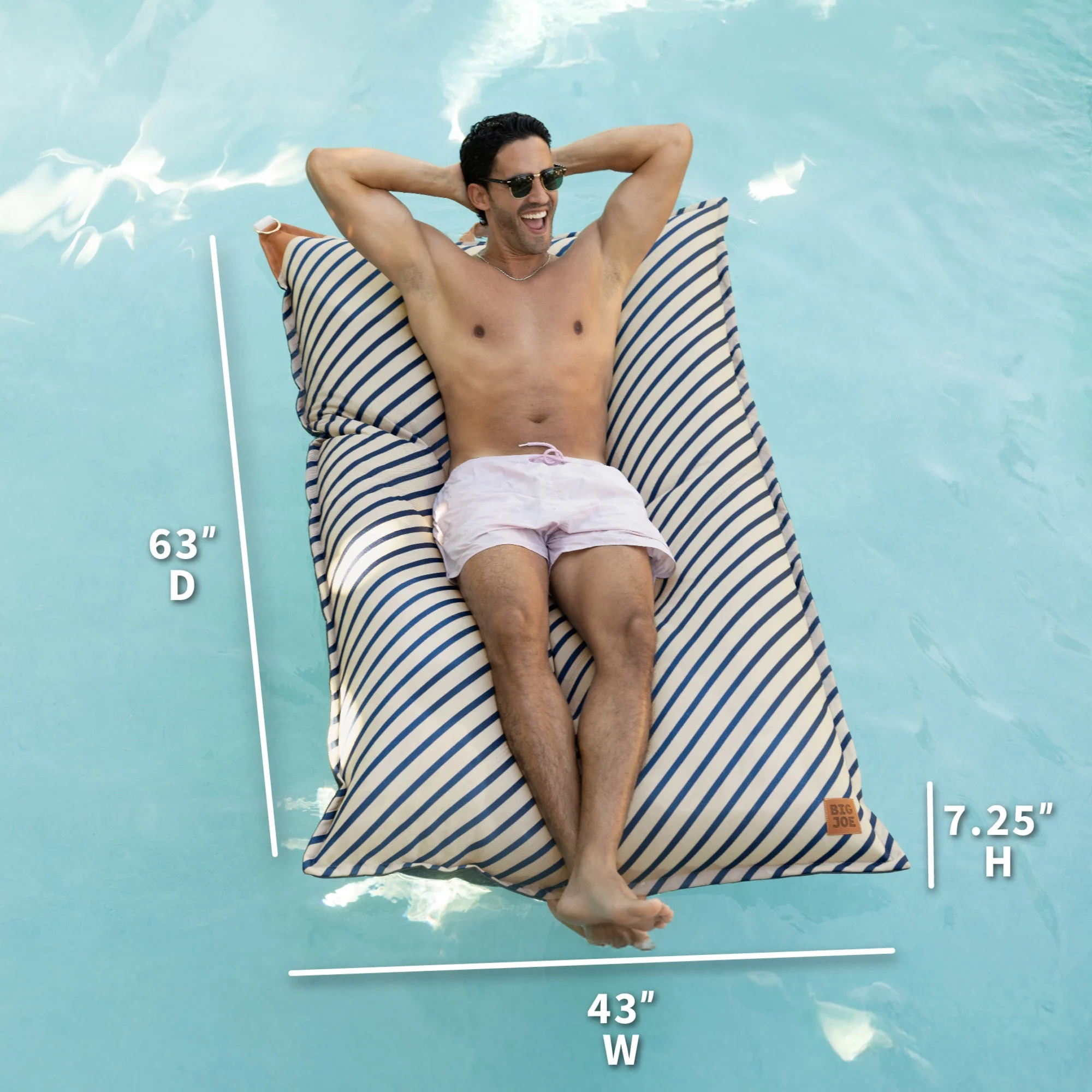 Big Joe Lagoon Lounger No Inflation Needed Pool Float, Americana Nautical Stripe Double Sided Mesh, Quick Draining Fabric, 5 feet Giant - Image 39