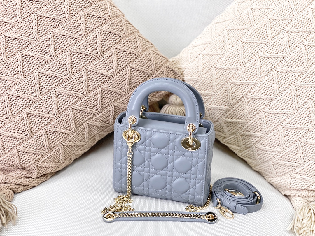 Christian Dior Mini Lady Dior Bag Blue For Women 6.5in/17cm CD M0505SLOI1:1High-quality replica