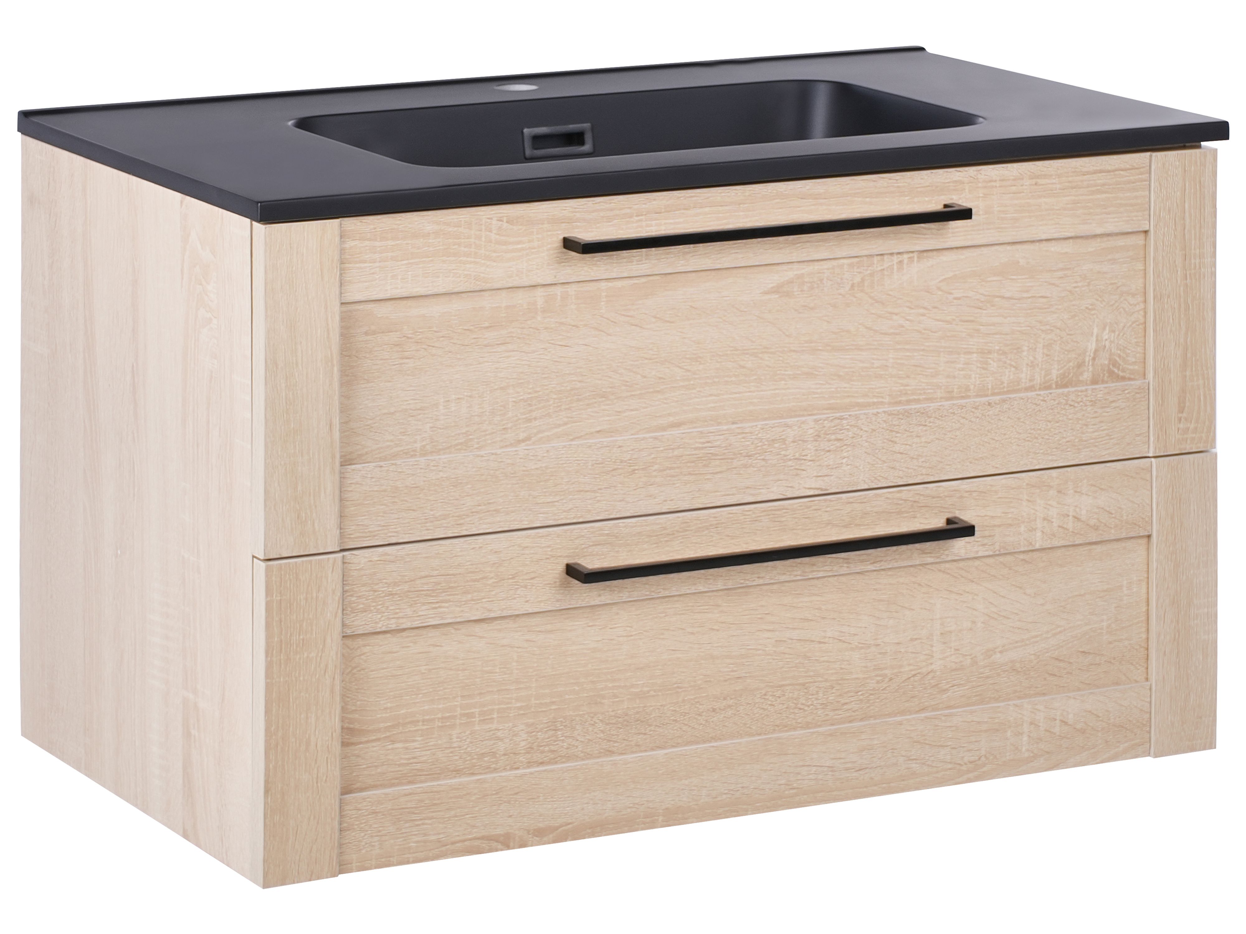 Wall Mounted Vanity Unit with Basin TARIJA Light Brown
