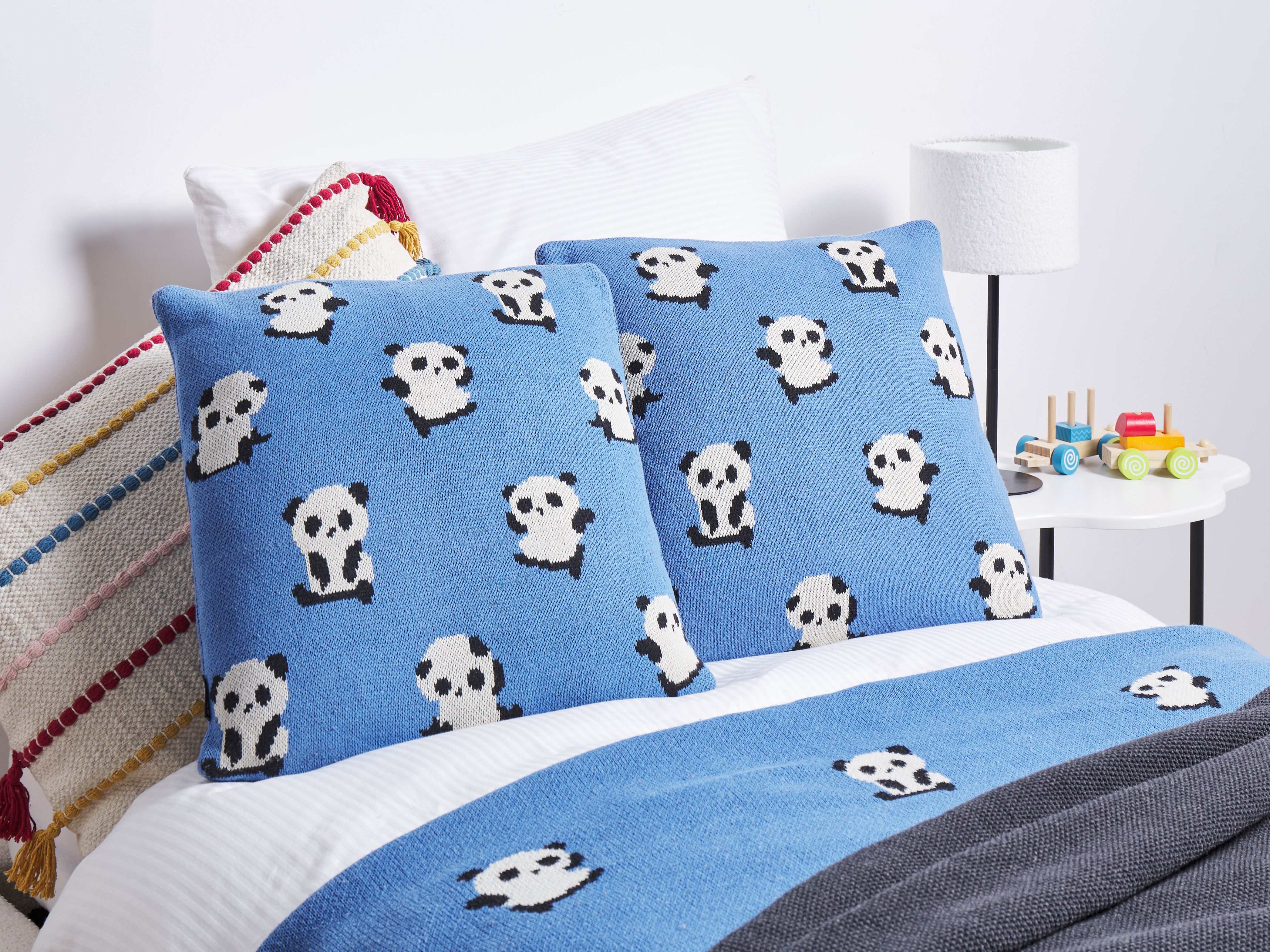Set of 2 Decorative Cushions TALOKAN Cotton 45 x 45 cm Blue