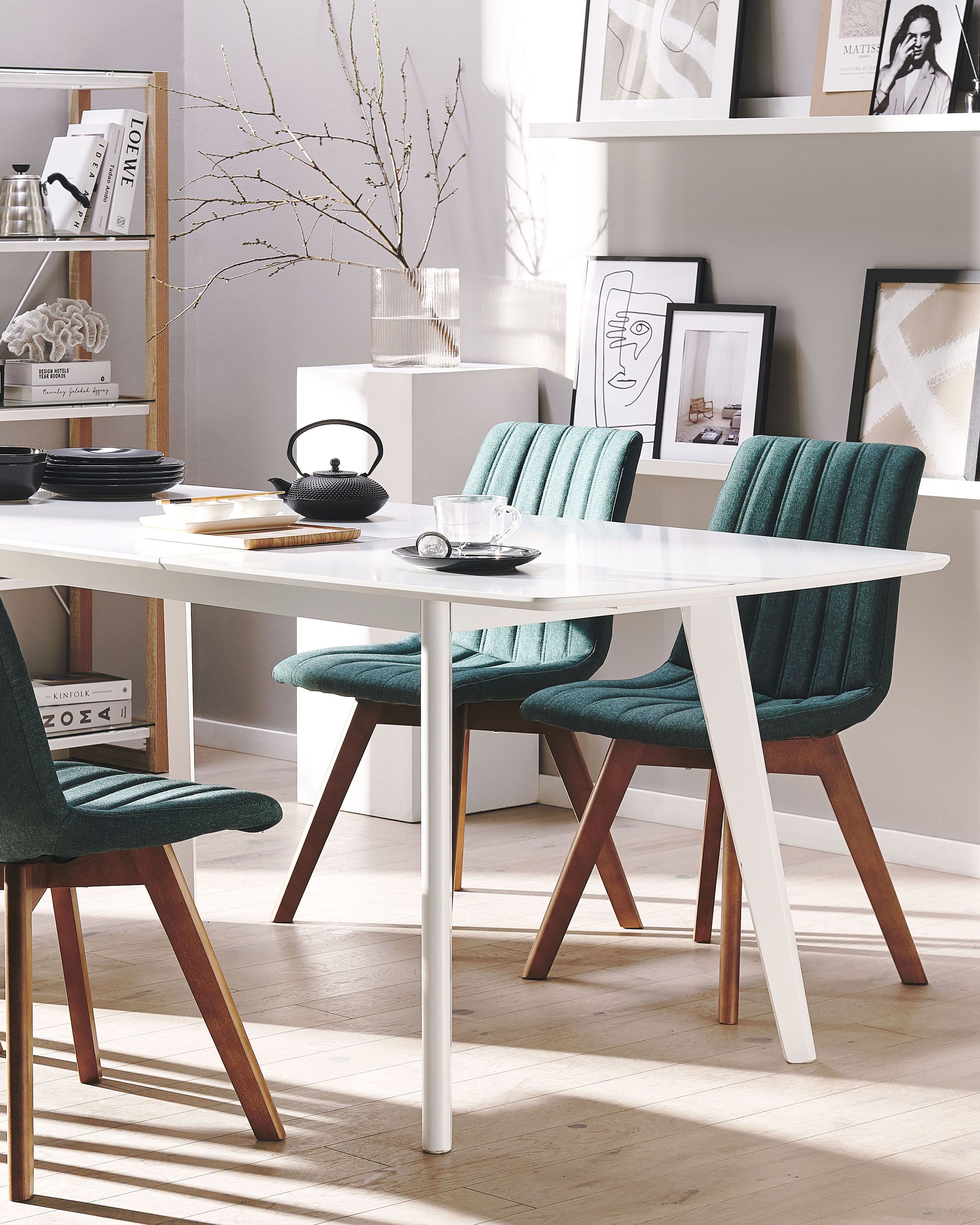 Set of 2 Dining Chairs CALGARY Fabric Dark Green
