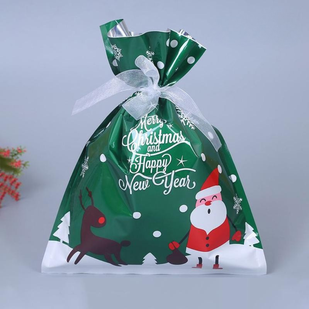 Herbruikbare Kerstcadeauzakjes van Aluminiumfolie – Milieuvriendelijk Inpakken in Diverse Maten met Zilverlint