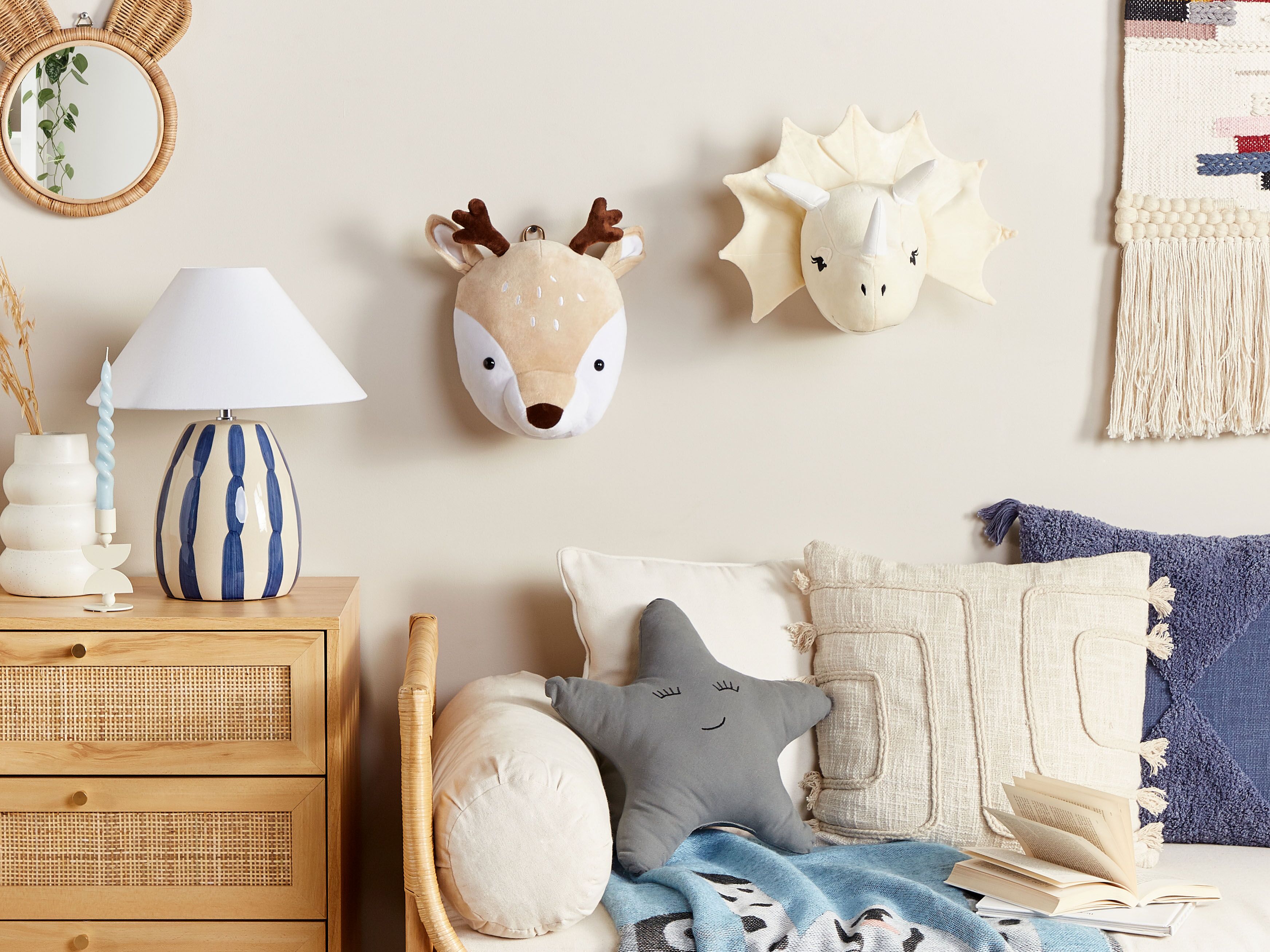 Kids Wall Decor Dinosaur REXX Cotton 29 cm Light Beige