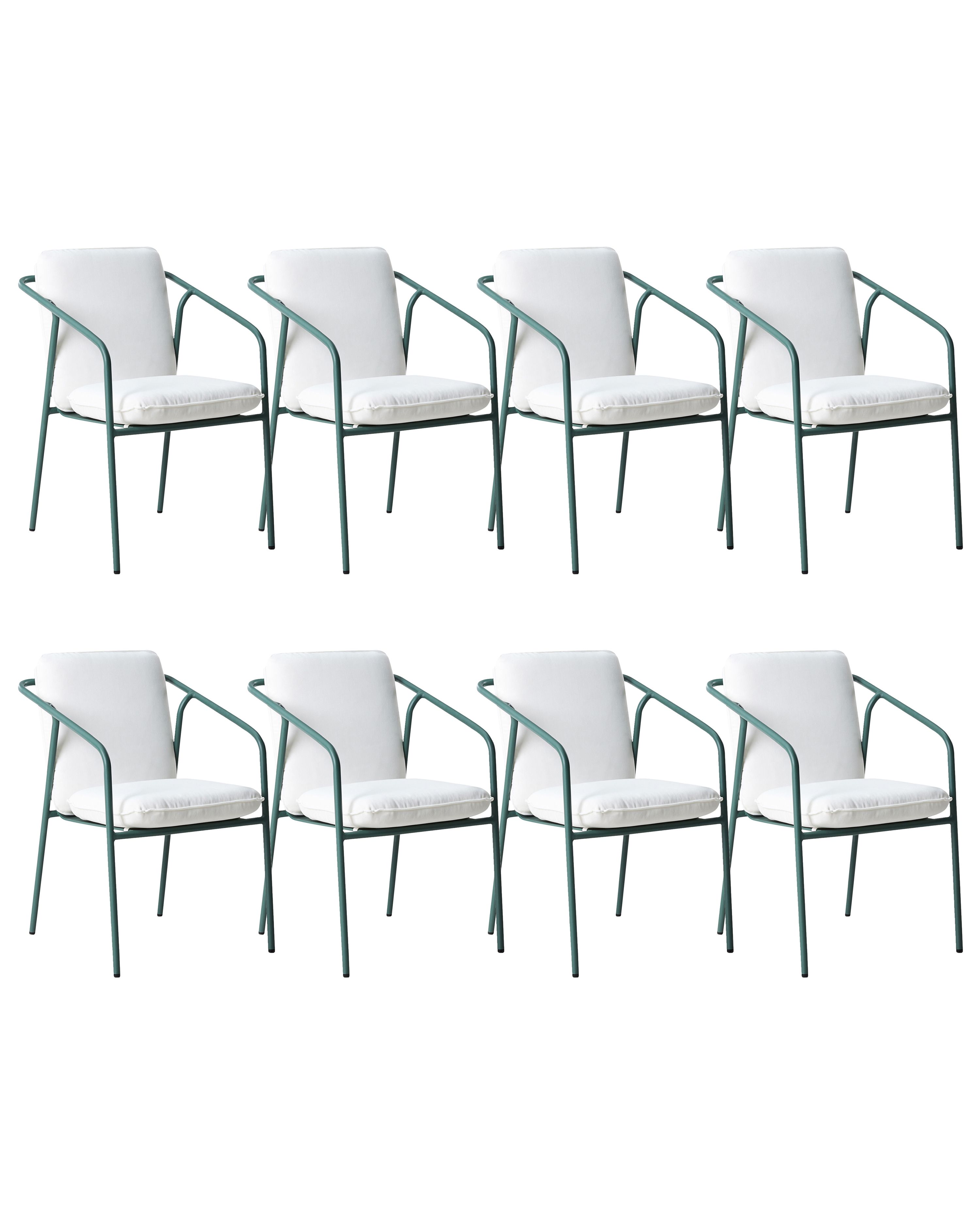 Set of 8 Garden Chairs with Cushions ASCIANO Metal Green
