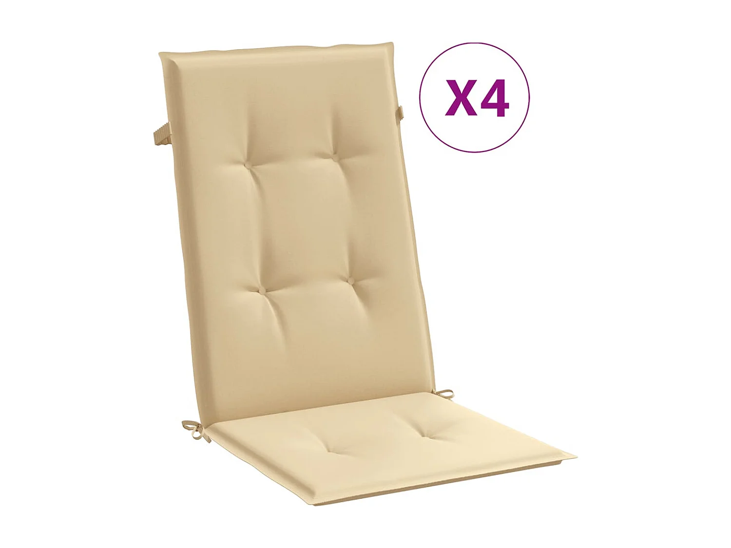 Coussins de chaise à dossier haut lot de 4 beige mélangé tissu