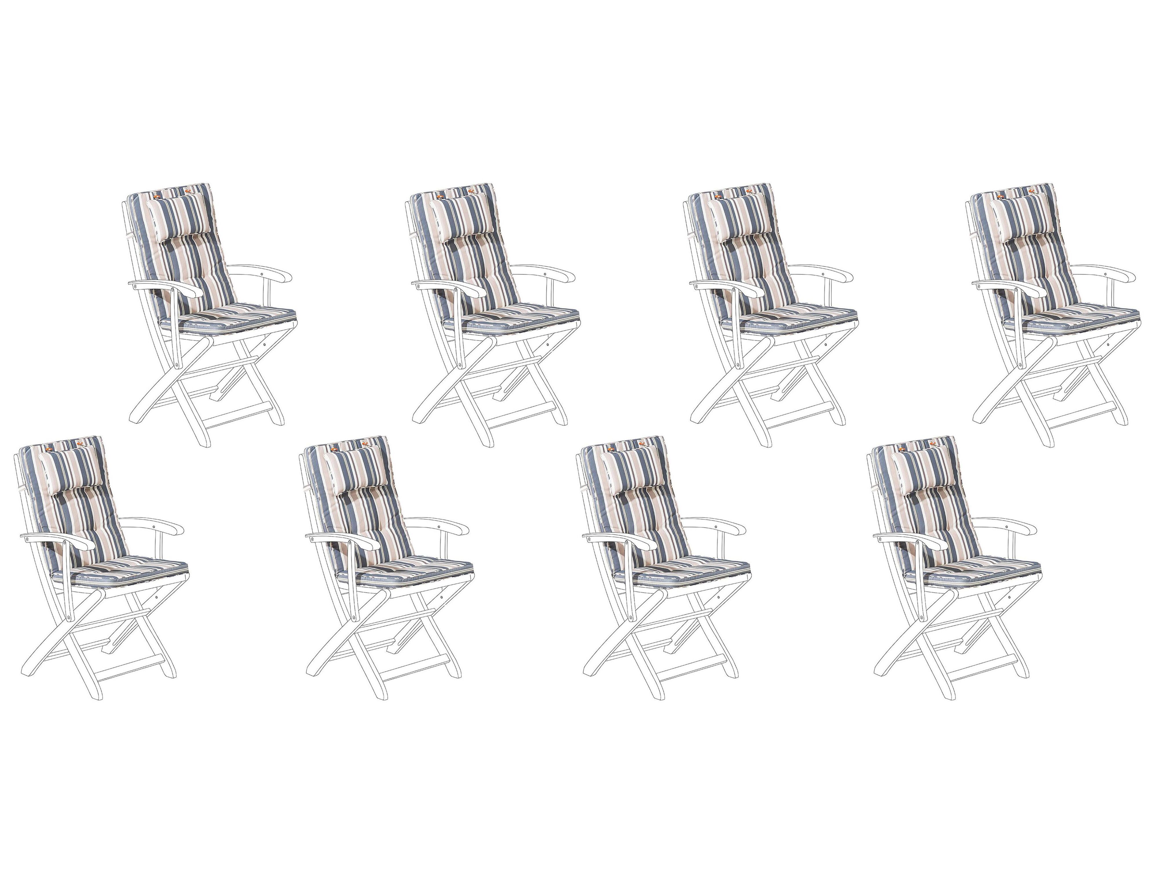 Set of 8 Back/Seat Cushions MAUI 40 x 54 cm Multicolour