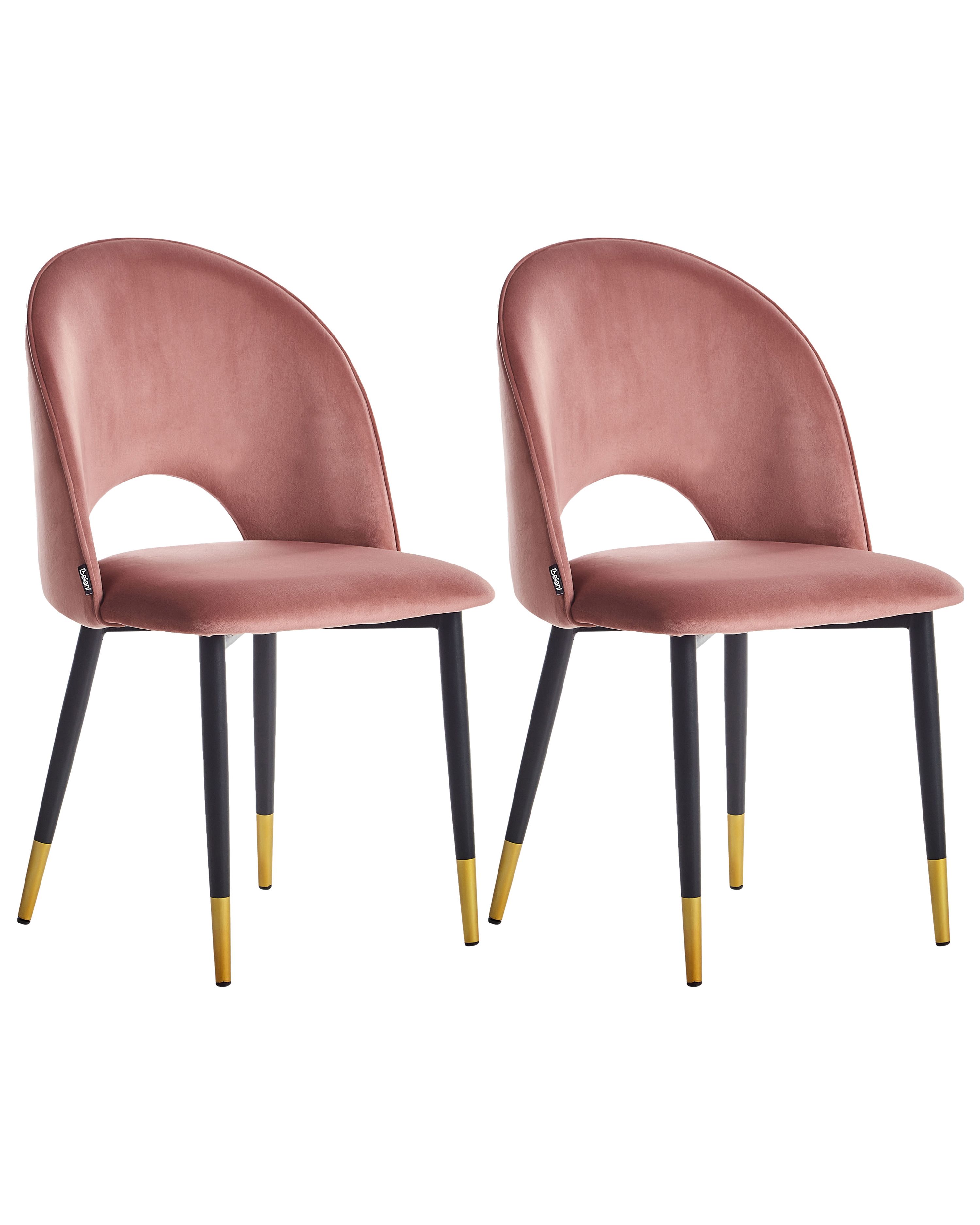 Set of 2 Dining Chairs MAGALIA Velvet Pink