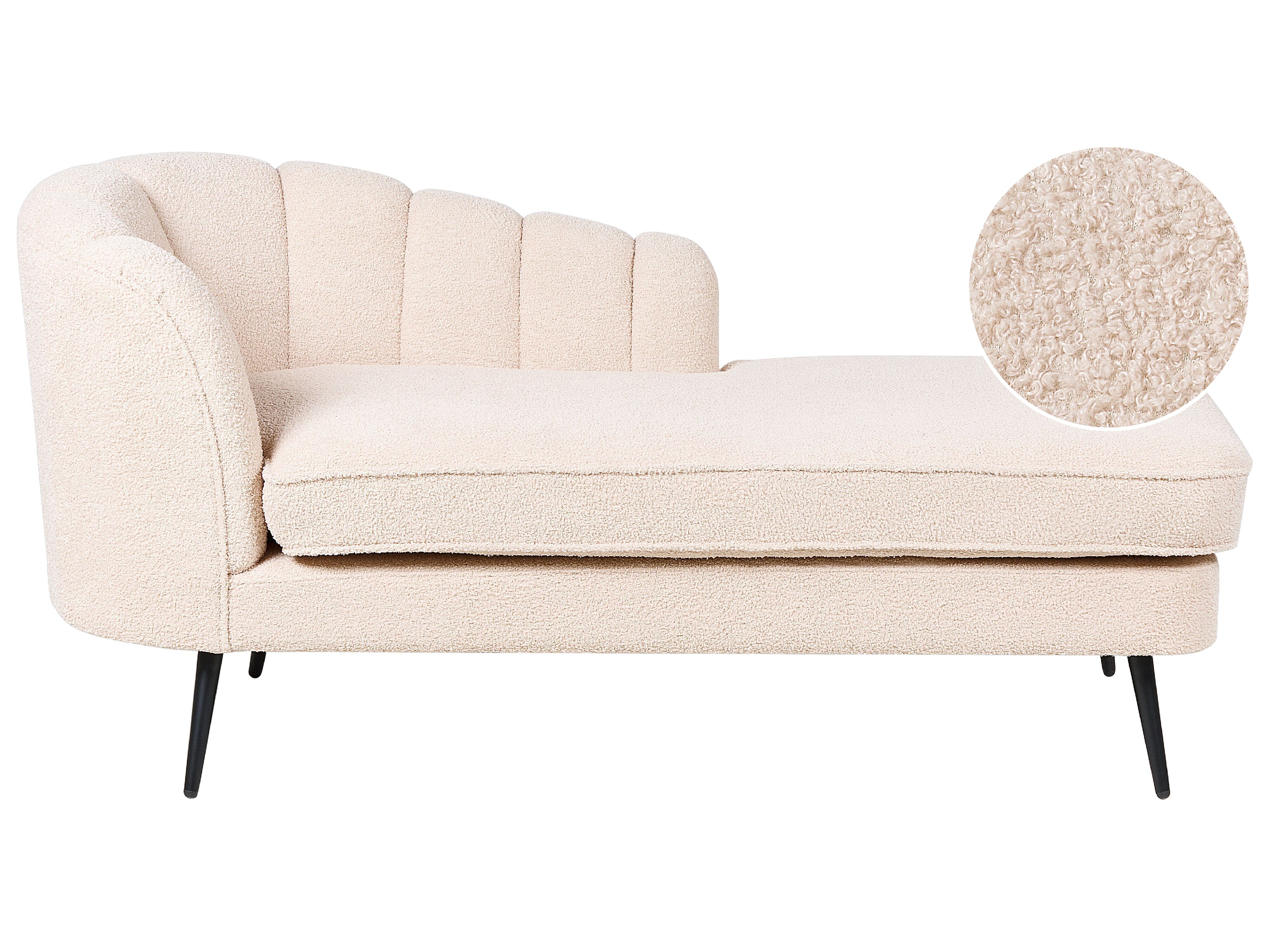 Left-Hand Chaise Lounge ALLIER Boucle Light Beige