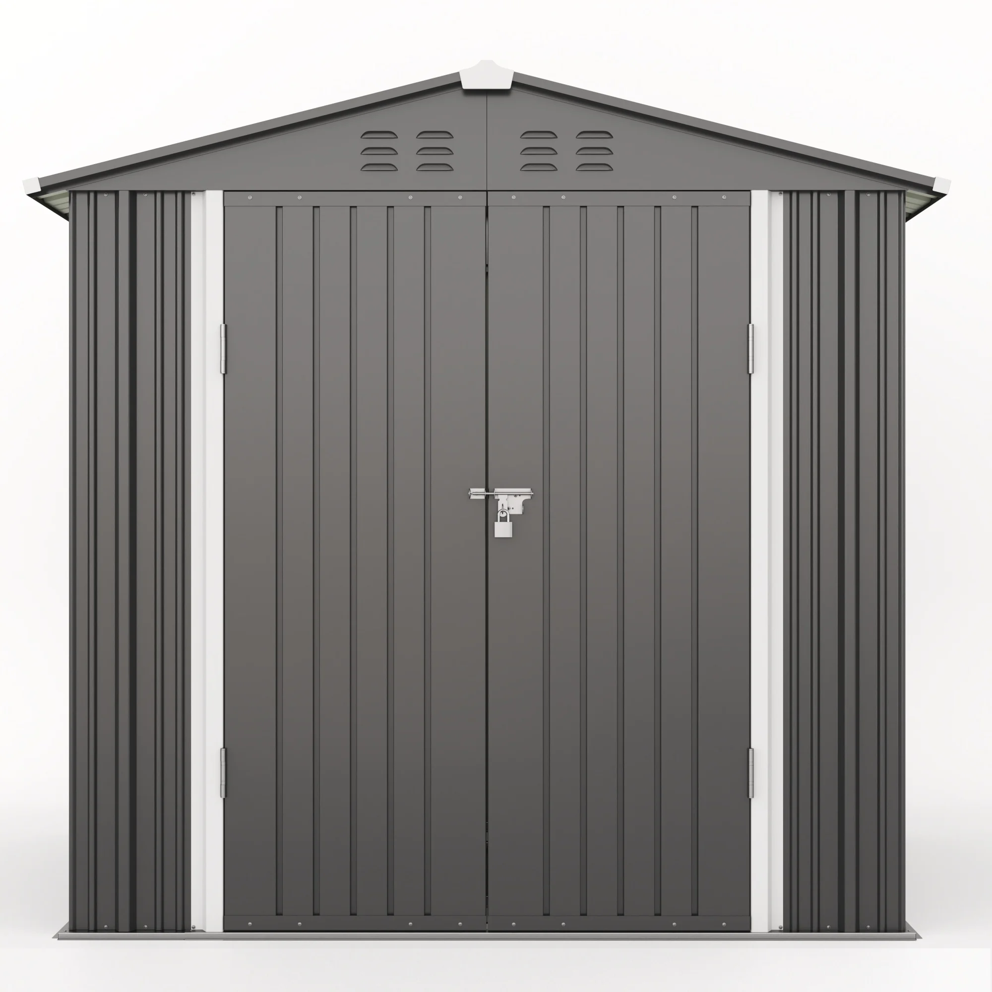 6x4FT Metal Outdoor Storage Shed, Garden Tool Shed with Lockable Doors & Slooping Roof for Backyard,Patio,Dark Grey - Image 7