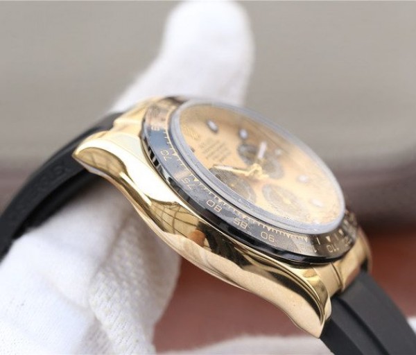 Replica Rolex Daytona 116518 Noob YG/Black Dial Rubber Strap A7750 - Top club