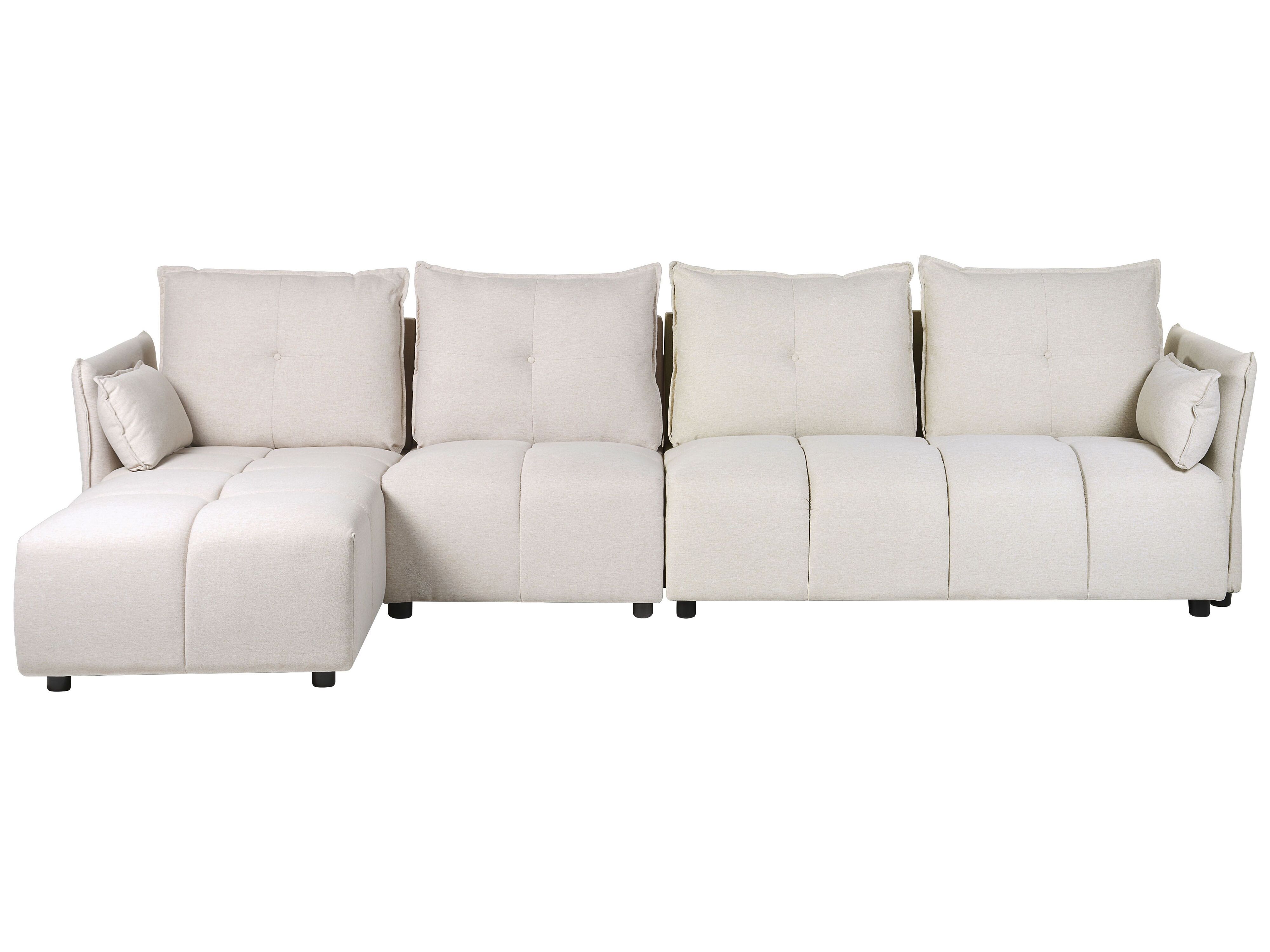Corner Sofa 4 Seater TOMRA Fabric Beige Right Hand