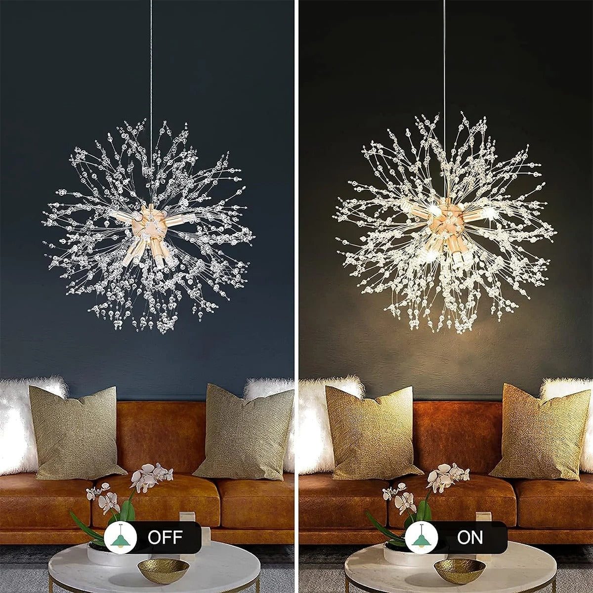 BloomLuxe – Paardenbloem Kristallen Kroonluchter in Elegant Design