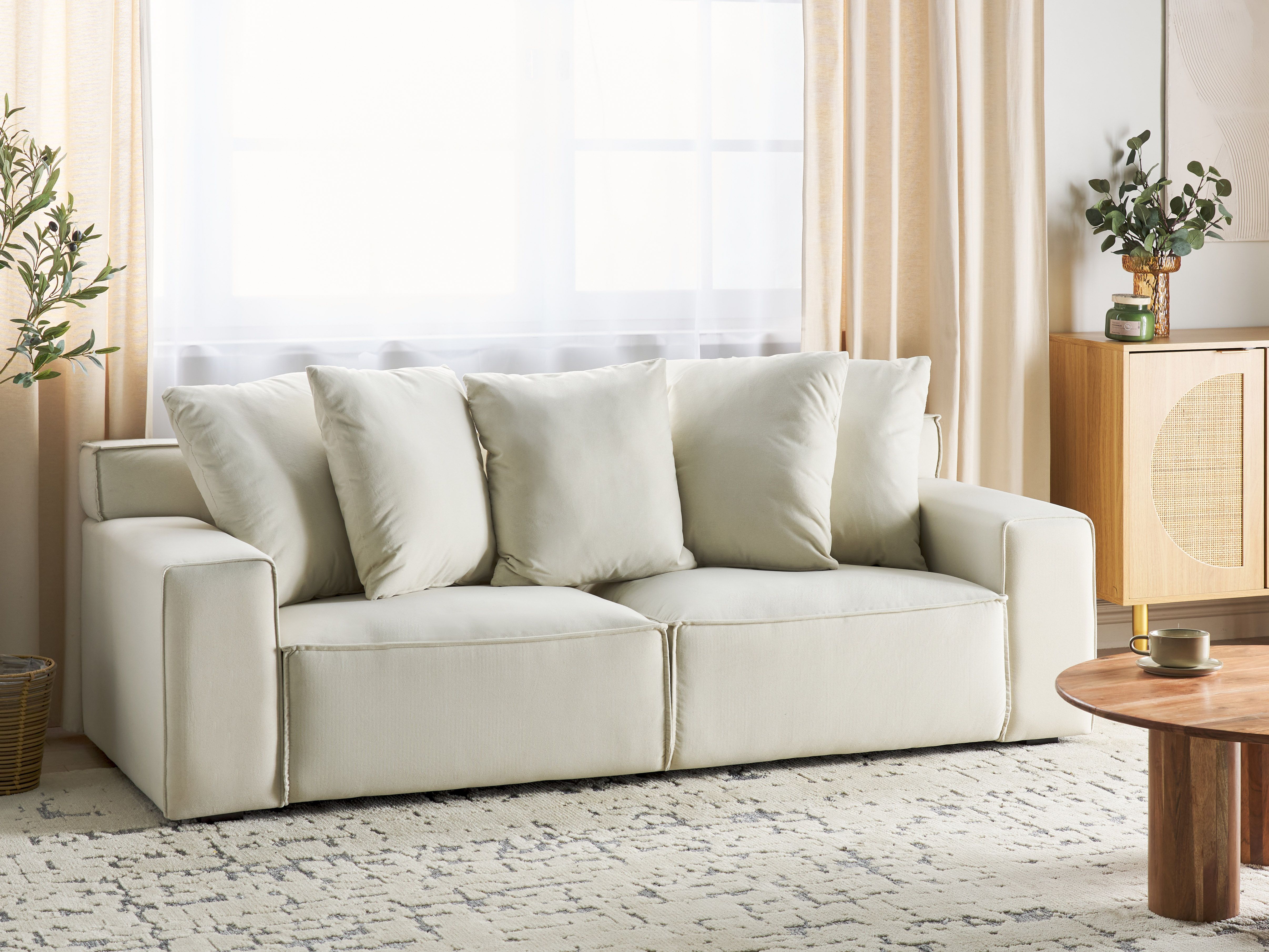 Sofa 3 Seater VISKAN Velvet Off-White