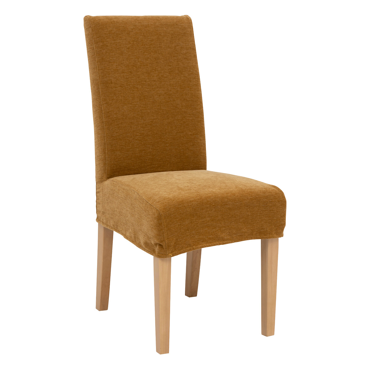 "Jana" chair cover Yellow ochre chenille fabric