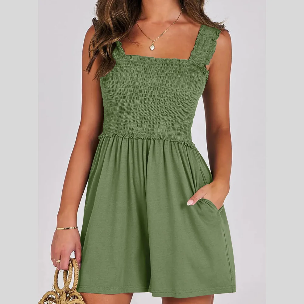 Smocked Square Neck Summer Romper - ZKZOOK